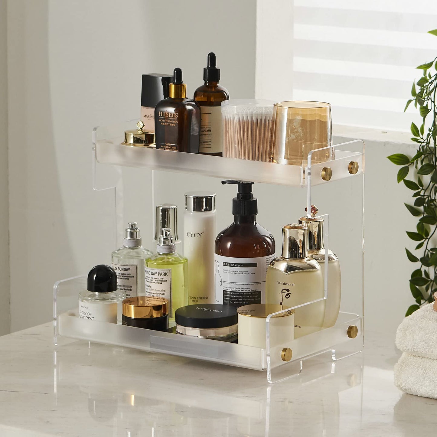 FFK Bathroom Organizer Countertop, 2 Tier Bathroom Counter Organizer Kitchen Spice Rack Cosmetic Organizer,Countertop Storage for Bathroom, Kitchen, Living Room, Bedroom, Dressing Table
