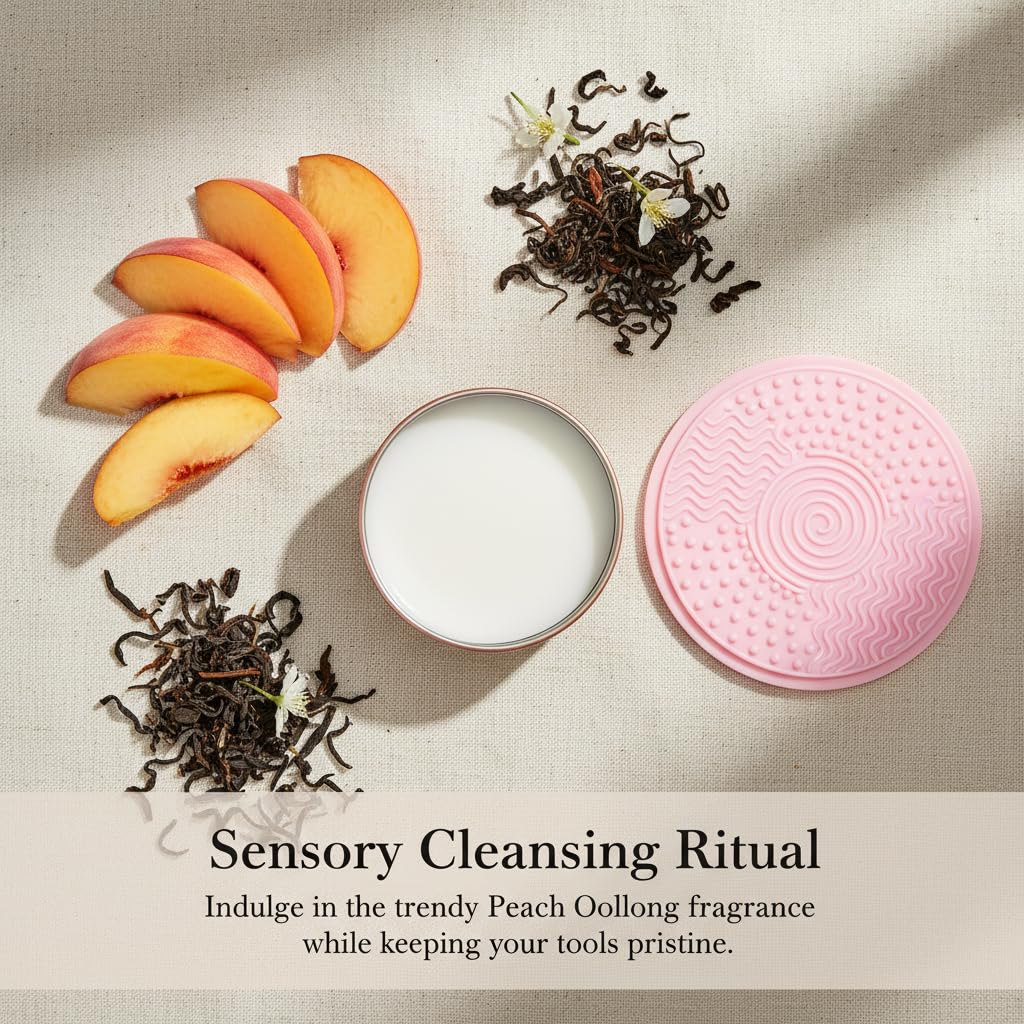 Shellfairy Makeup Brush Cleaner Soap With Silicone Cleaning Pad, Cleans Waterproof Makeup For Synthetic & Natural Brushes & Sponges, Deep Cleaning, 100g/3.53oz (White)