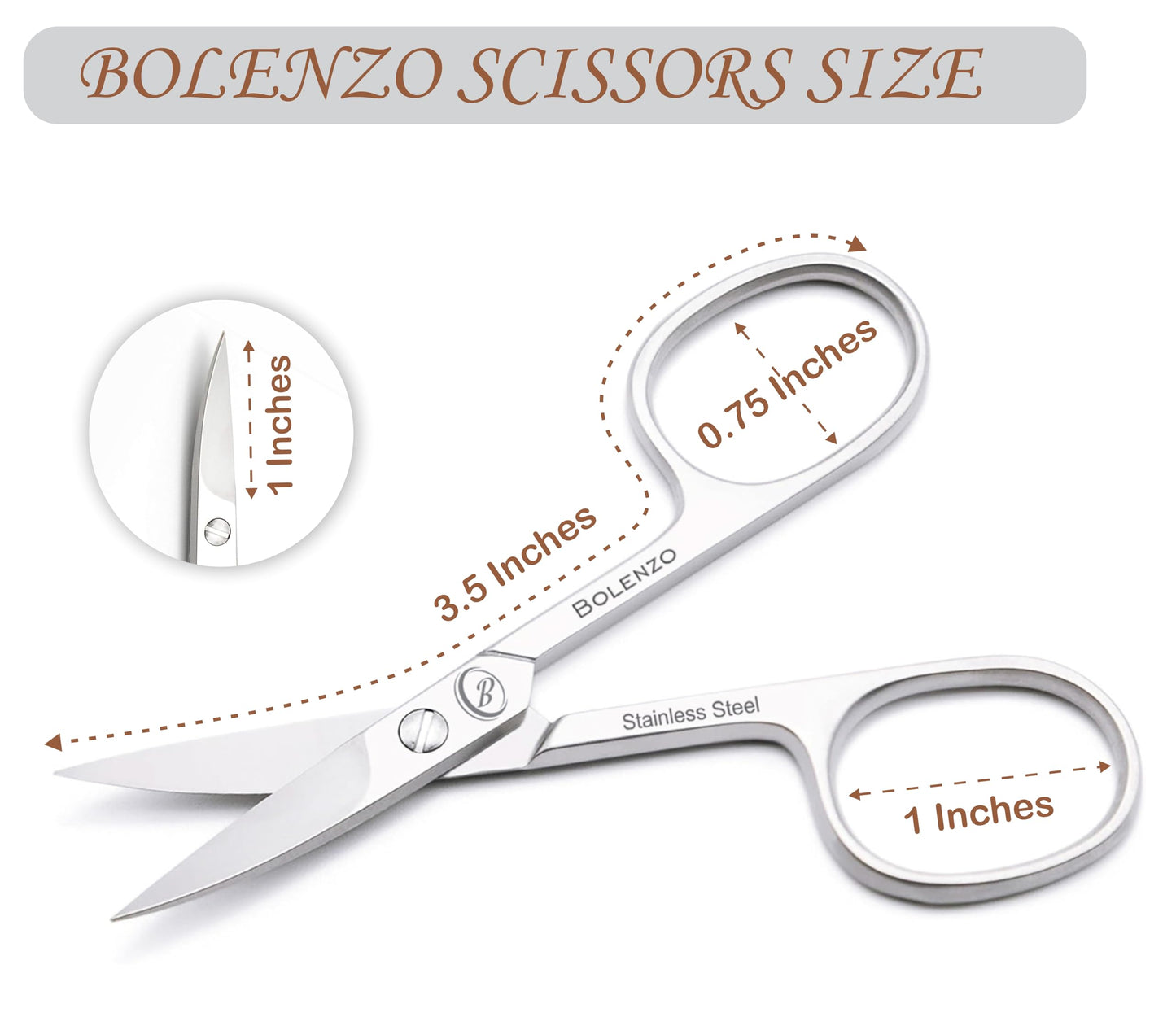 Nail Scissors Curved - High Carbon Stainless Steel Eyebrow Scissor for Eyelash, Nose Hair, Mustache, Beard, Toenail, Pedicure - Manicure Scissors for Men and Women (Nail Scissors)