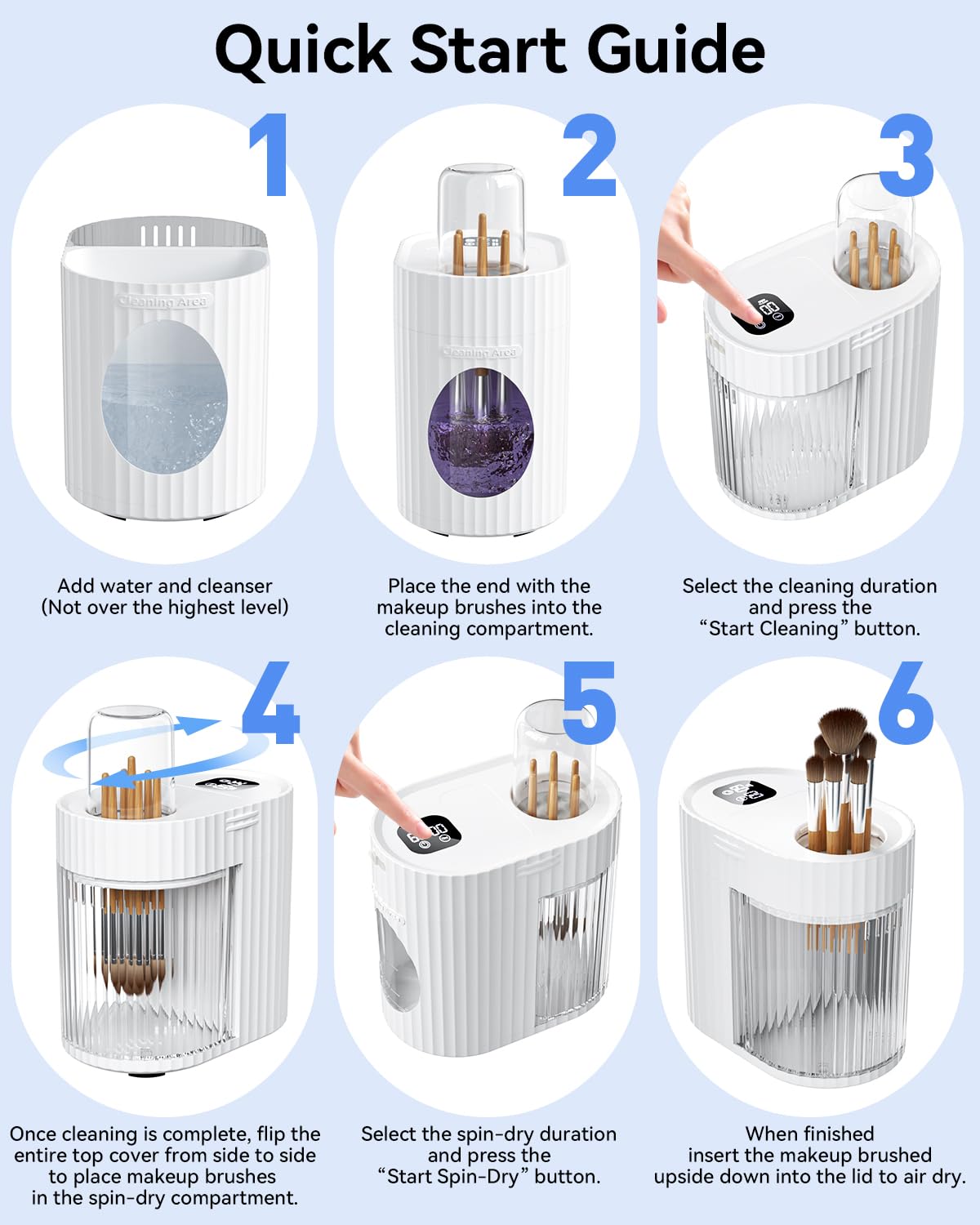 ALAFLY 3 IN 1 Electric Makeup Brush Cleaner & Dryer, Automatic USB Deep Cleaning Machine, Portable Quick Clean & Dry [No Need to Remove Makeup Brushes], Fits Most Brush Sizes