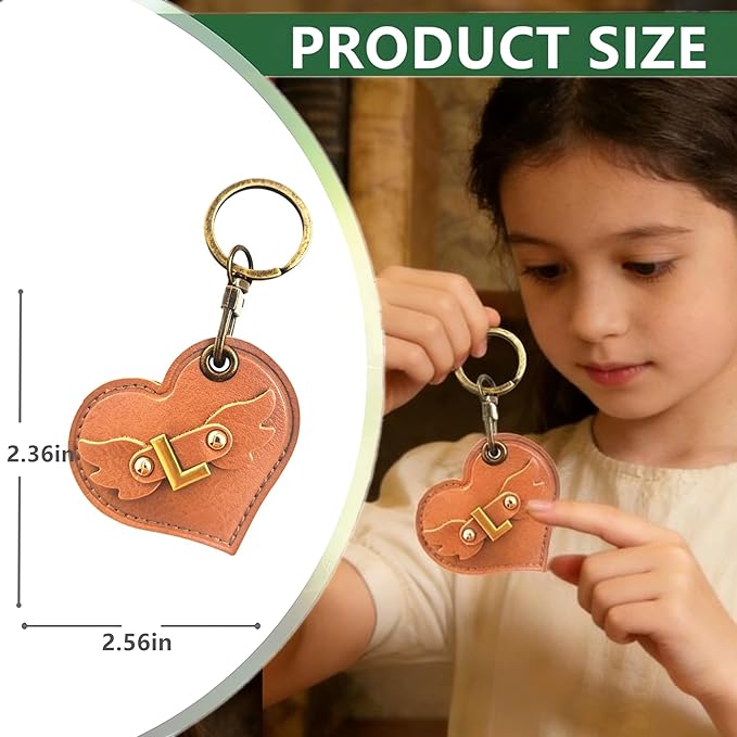 Initial Letter Leather Alphabet Keychain Holder Case Compatible with AirTag,Cute Protective Air Tag Cover with Bronze Keyring,Anti-Scratch Finder GPS Tracker Case for Pets Keys Wallet Luggage(L)
