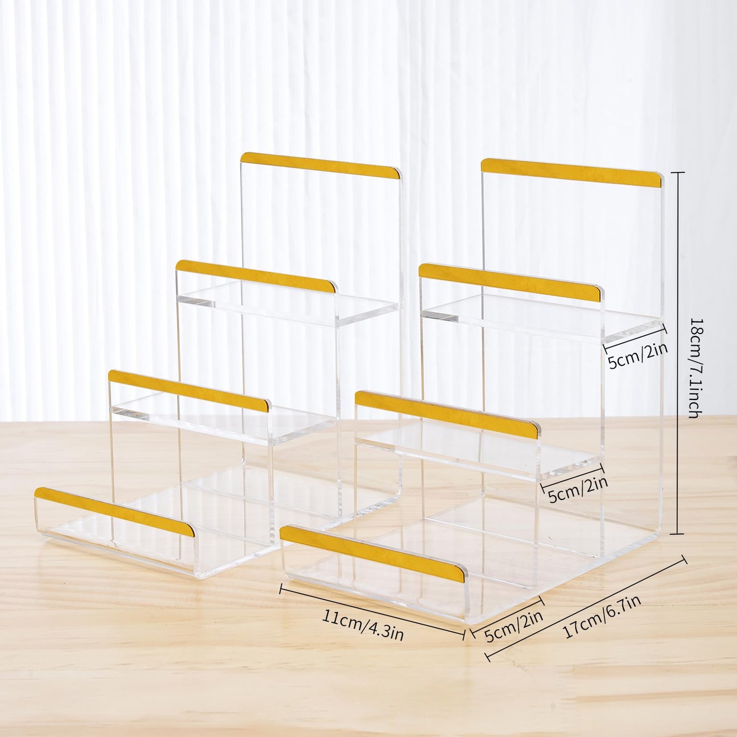 2 Pack 3-Tier Purse Display Stands, Acrylic Wallet Holder Risers Stand, 2-Inch Spacing Clear Clutch Rack Handbag Display Shelf, 4MM Thick Counter Wallet Organizer for Figure Sunglasses Retail Vendor