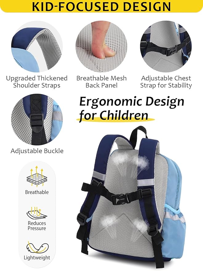 Toddler Backpack for Boys Girls 2-5, Kids Preschool Backpack, 13inch Little Kids Backpack Daycare School Bookbag for Kindergarten Elementary School Travel,Mint Blue