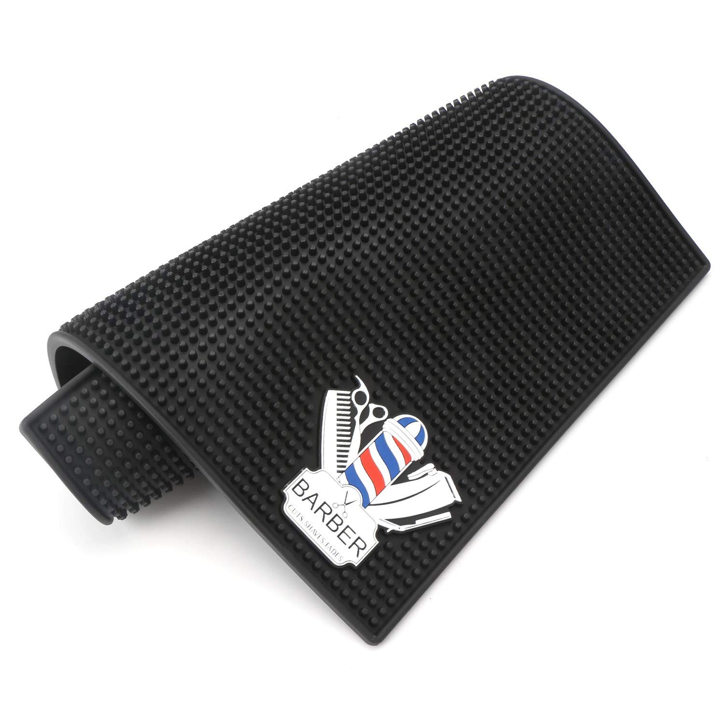 Barber Mat for Clippers, Segbeauty Nonslip Barbershop Counter Mat 11.8x17.7inches, PVC Black Flexible Thick Table Mat Work Station Organizer Pad for Scissors, Trimmers, Clippers, Hairpins, Combs