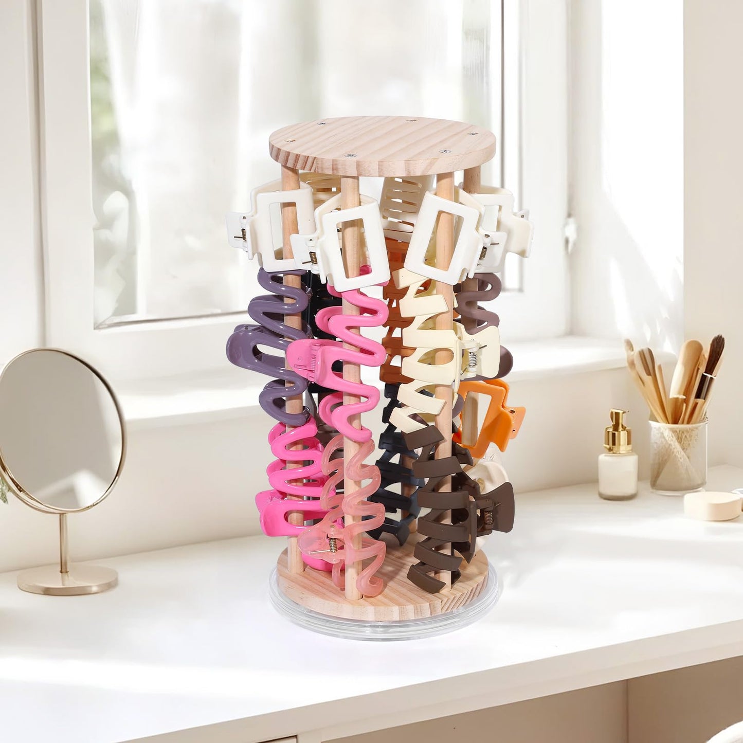 SNOWSTAR Claw Clip Organizer Holder,Vertical 360-Degree Rotating Hair Clip Holder and Storage,Hair Clip Organizer Display Stand for Women and Girls
