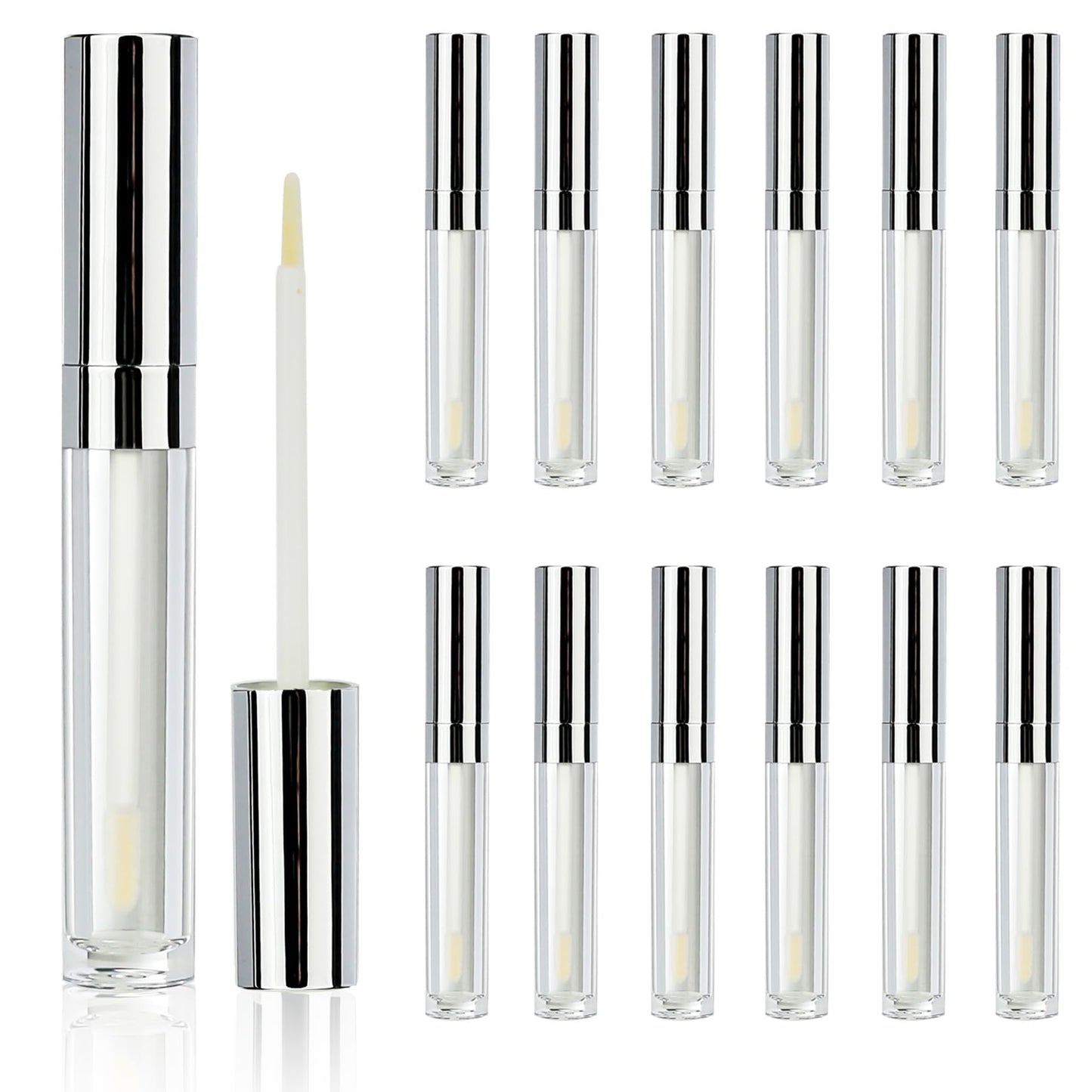 COSIDEA 12pcs 6ml 0.2oz Silver Round lip gloss tube lipgloss tubes Containers with wand for DIY lip oil