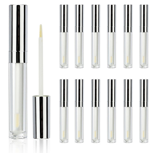 COSIDEA 12pcs 6ml 0.2oz Silver Round lip gloss tube lipgloss tubes Containers with wand for DIY lip oil