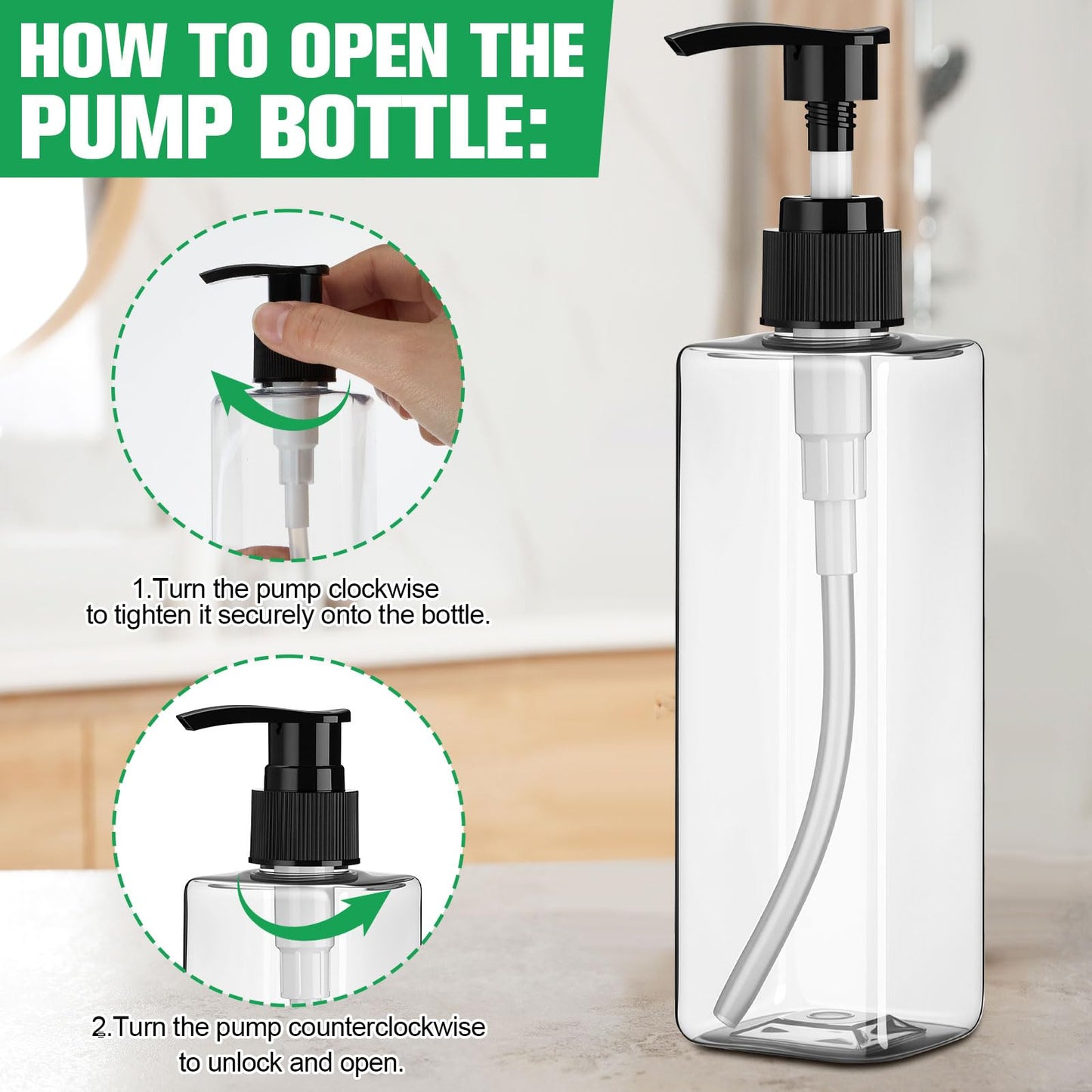 Chunful 24 Pcs Soap Dispensers Plastic Pump Bottles 8.5 oz Refillable Dishwashing Liquid Dispenser with Pump Leakproof Empty Lotion Shampoo Bottles Containers (Clear)