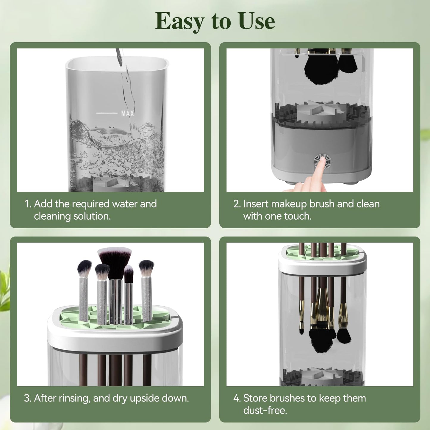 Electric Makeup Brush Cleaner Machine 2026 - Automatic Rotating Brush Washer with Deep Cleaning Technology, Portable Makeup Brush Cleaner for Travel, Home Use, Perfect Gifts for Women (Gray)