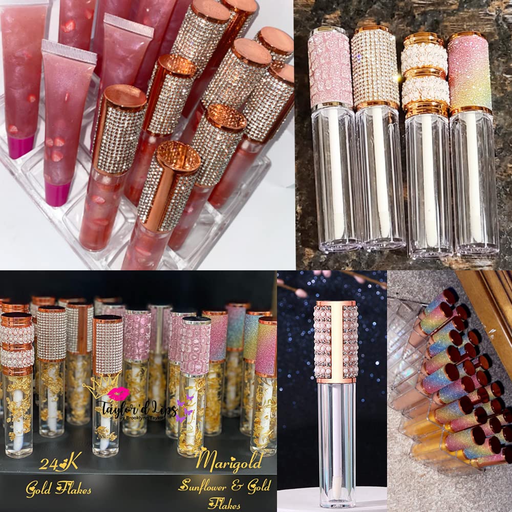 AMORIX 20 Pcs Empty Diamond Lip Gloss Tubes with Wand 5ml for DIY Lipgloss