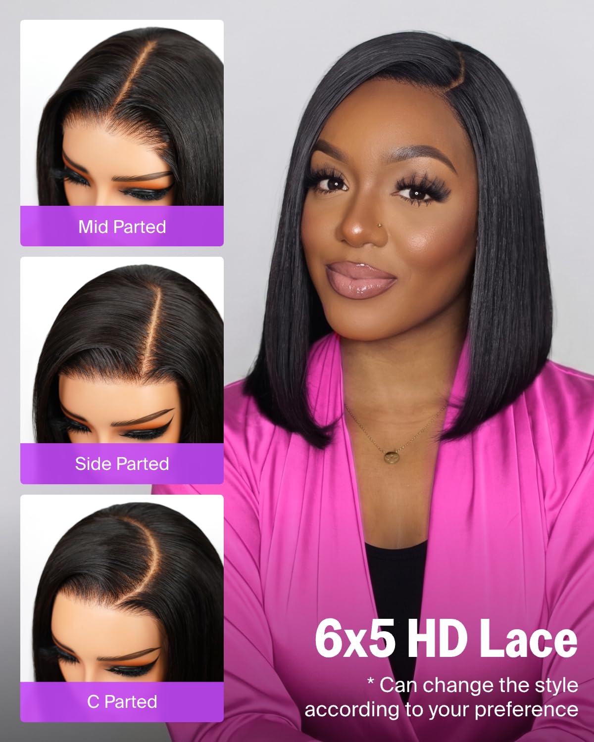 Megalook hair Bob Wig Human Hair 6x5 Glueless Wigs Human Hair Pre Cut HD Lace Closure Wig 12A Bob Wigs for Women Pre Plucked Pre Bleached Knots 12 Inch