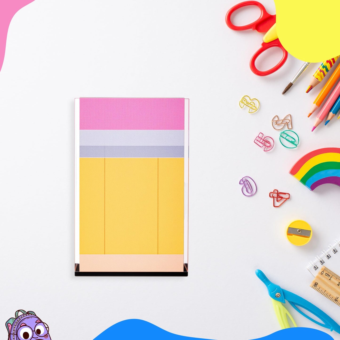 Weysat 1 Pcs Acrylic Pencil Shaped Pen Holder Cup for Desk Acrylic Desk Accessories Stationery Make up Brush Storage Organizer Back to School Gift for Teacher Classroom School Office Storage