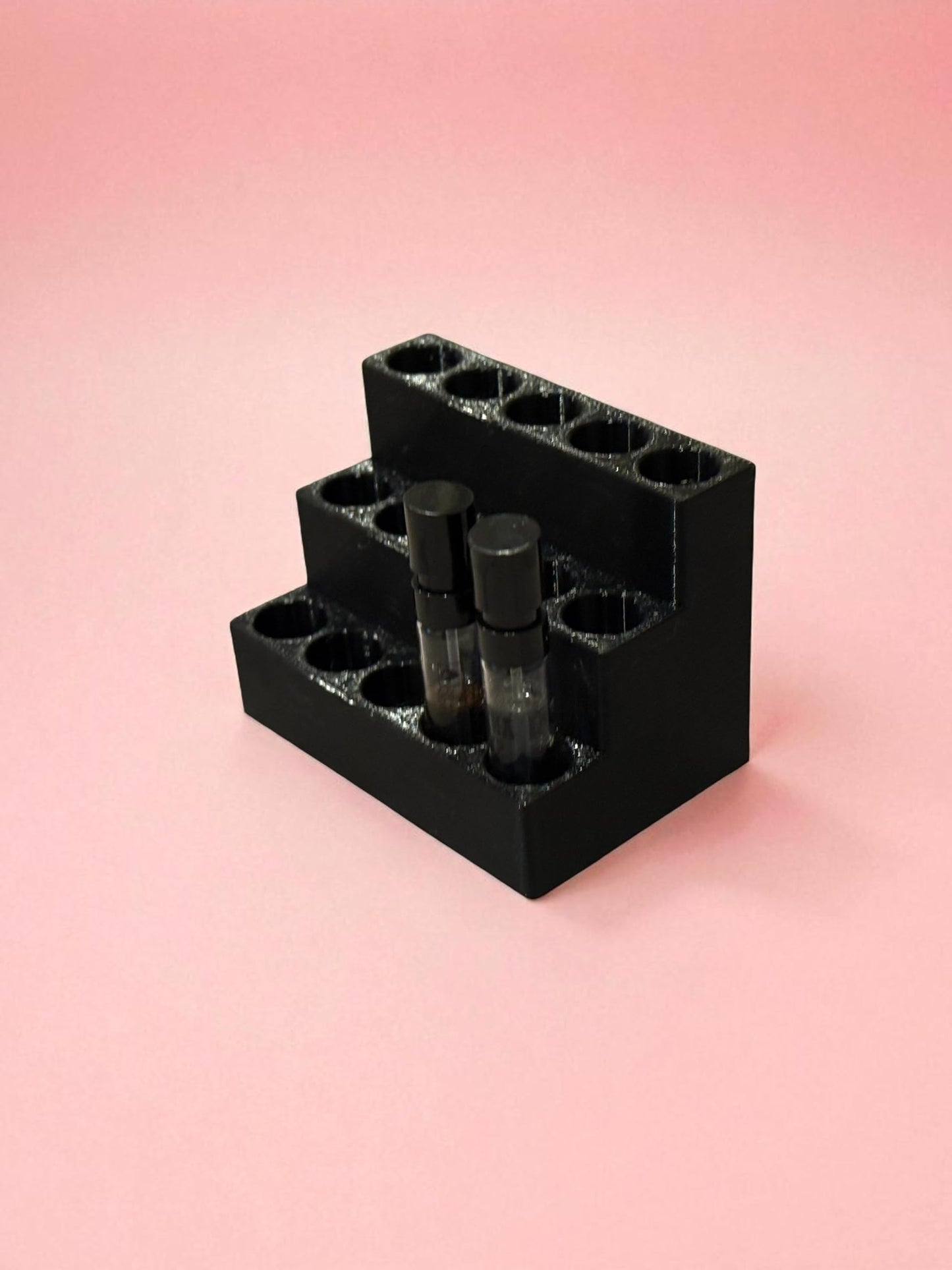 Gallery of Drip 2mL Perfume Sample Organizer – Tiered Display Holder for 15 Mini Fragrance Vials, 3-Tier Perfume Tester Storage Stand, Vanity & Desk Fragrance Sample Rack (Obsidian Black)