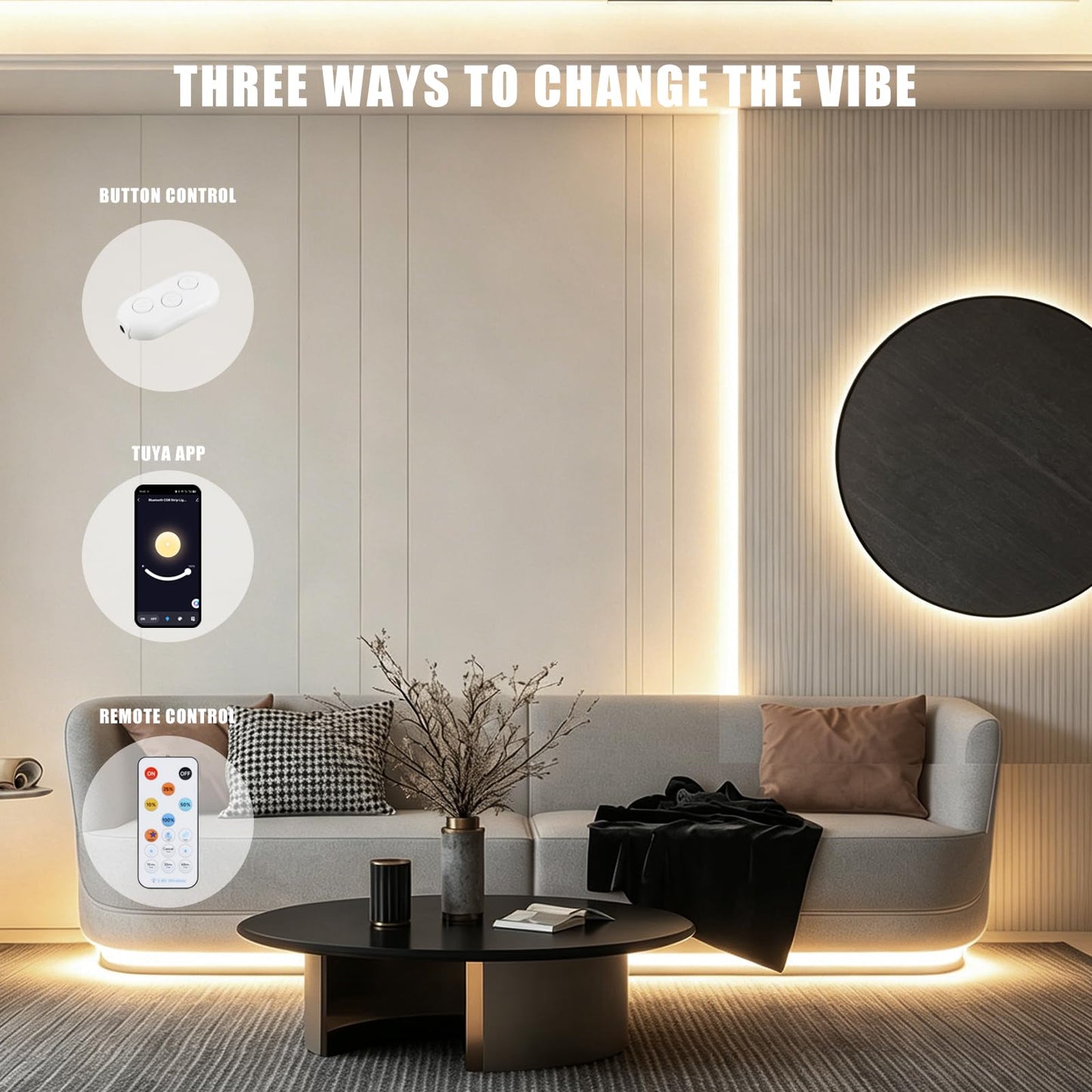 Olaholii 32.8ft Bluetooth White COB Led Strip Light with App, 3000K Ra93+ Dimmable Bright Warm White Led COB Strip Light, White Led Strip Light for Mirror, Stair, Cabinet, Room