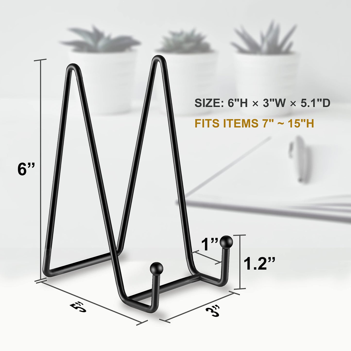 Hoewina 10 Pack 6 Inch Plate Stands for Display, Plate Holder Display Stands, Metal Frame holder stand for Book, Picture, Decorative Plate, Photo and Platter, Tabletop Art
