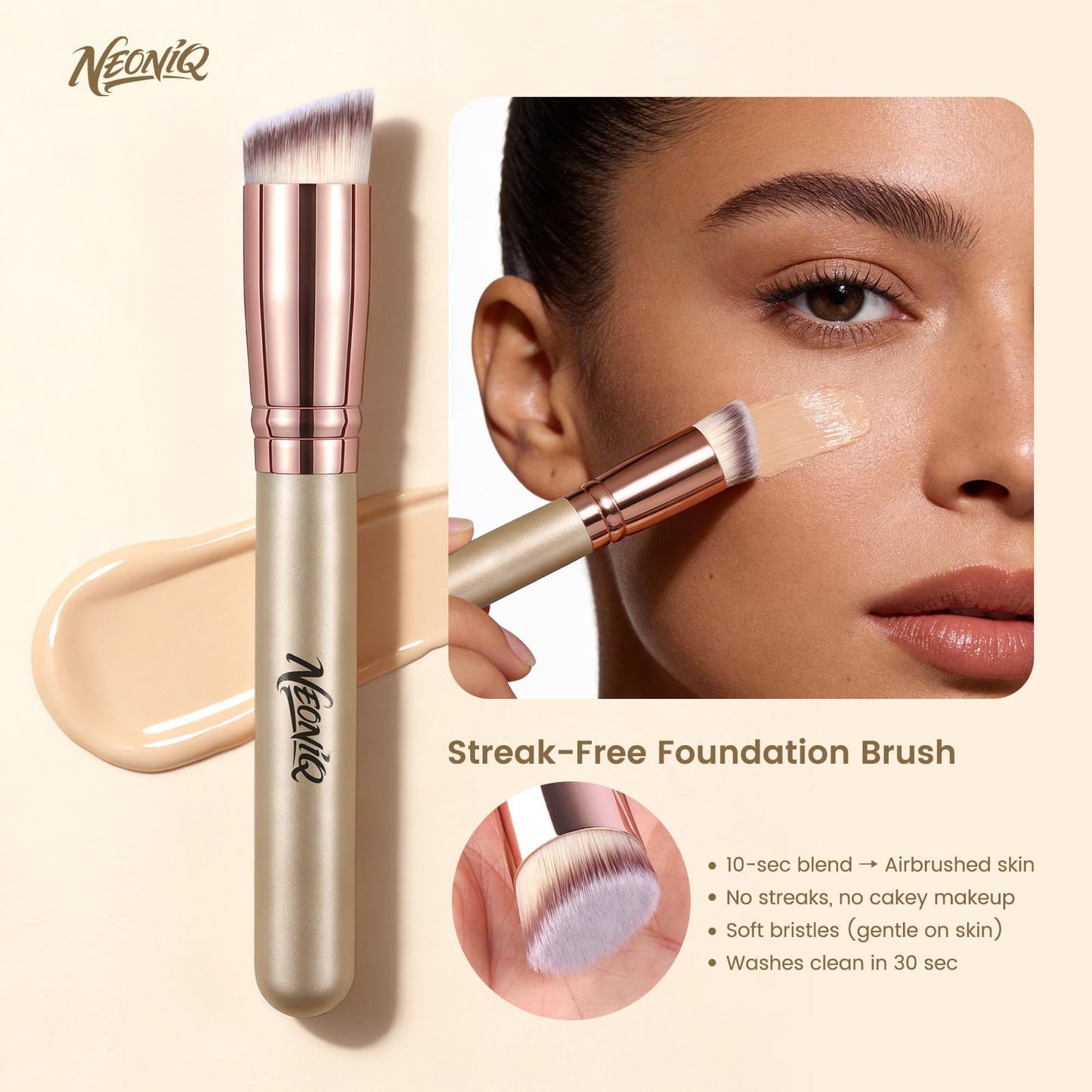 NEONIQ 14 PCS Professional Makeup Brushes, Makeup Brush Set, Foundation Powder Blending Concealer Eyeshadows Blush Cosmetics Brushes(Gold)