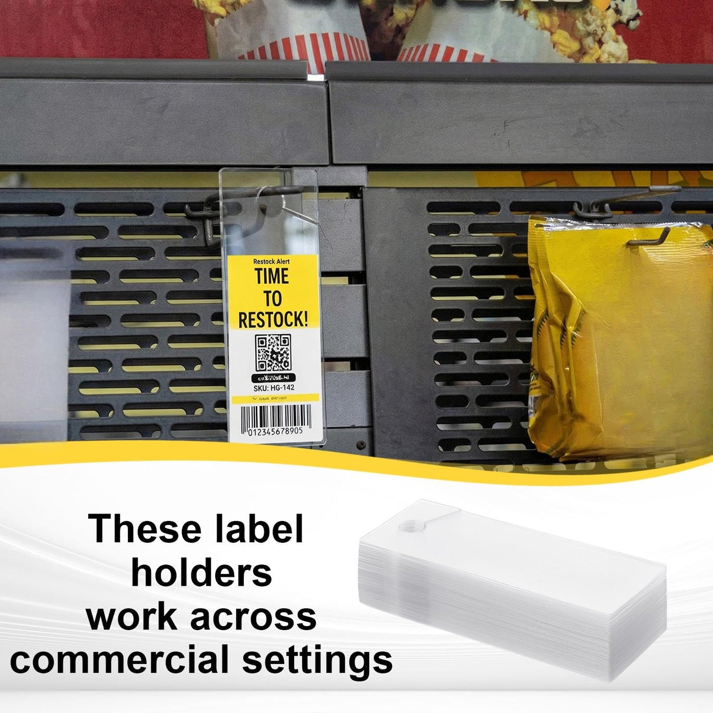 Bucherry 500 Pcs Clear Plastic Peg Hook Label Holders 3.25" X1.25" Clear UPC Tag & Reorder Ticket Tabs for Pegboard, Slatwall & Gridwall Hooks Durable Retail Price Label Display Easy Slide-on Design