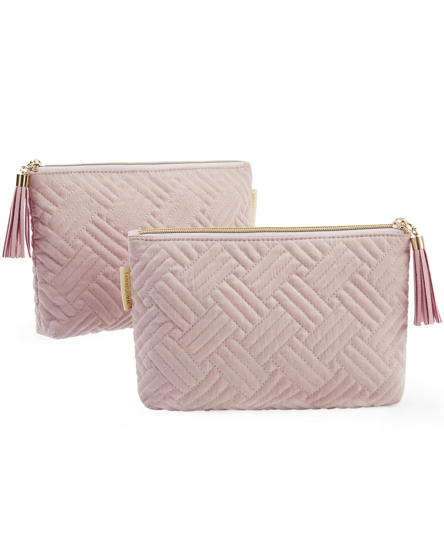BAGSMART Small Cosmetic Bag, 2Pcs Pink Makeup Bags,Makeup Pouch for Purse,Travel Cosmetic Organizer for Makeup Brushes Lipsticks Electonic Accessories