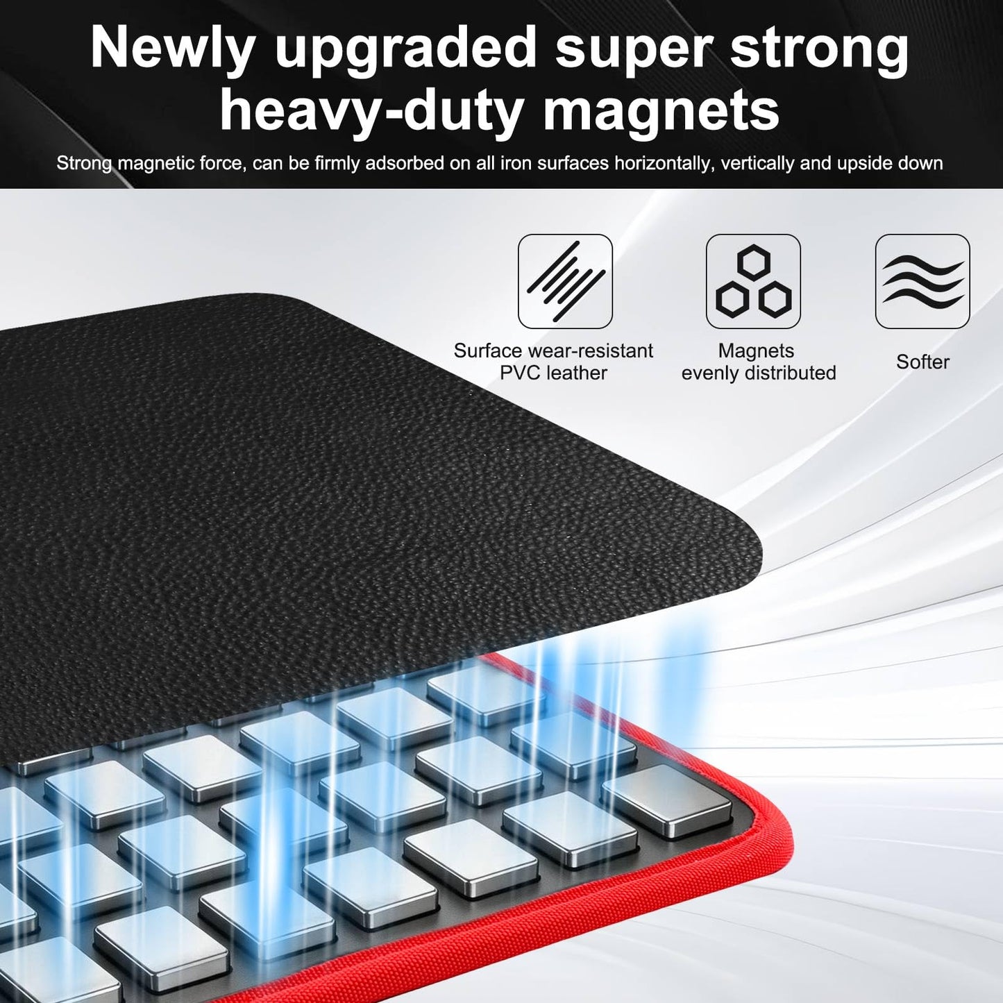 Magnetic Tool Mat Set for Mechanics, Flexible Heavy Duty Magnetic Parts Holder and Tool Organizer for Wrenches, Screws, Nuts, Bolts, Garage Toolbox Accessories, Mechanic Gifts for Men, 3-Piece Set
