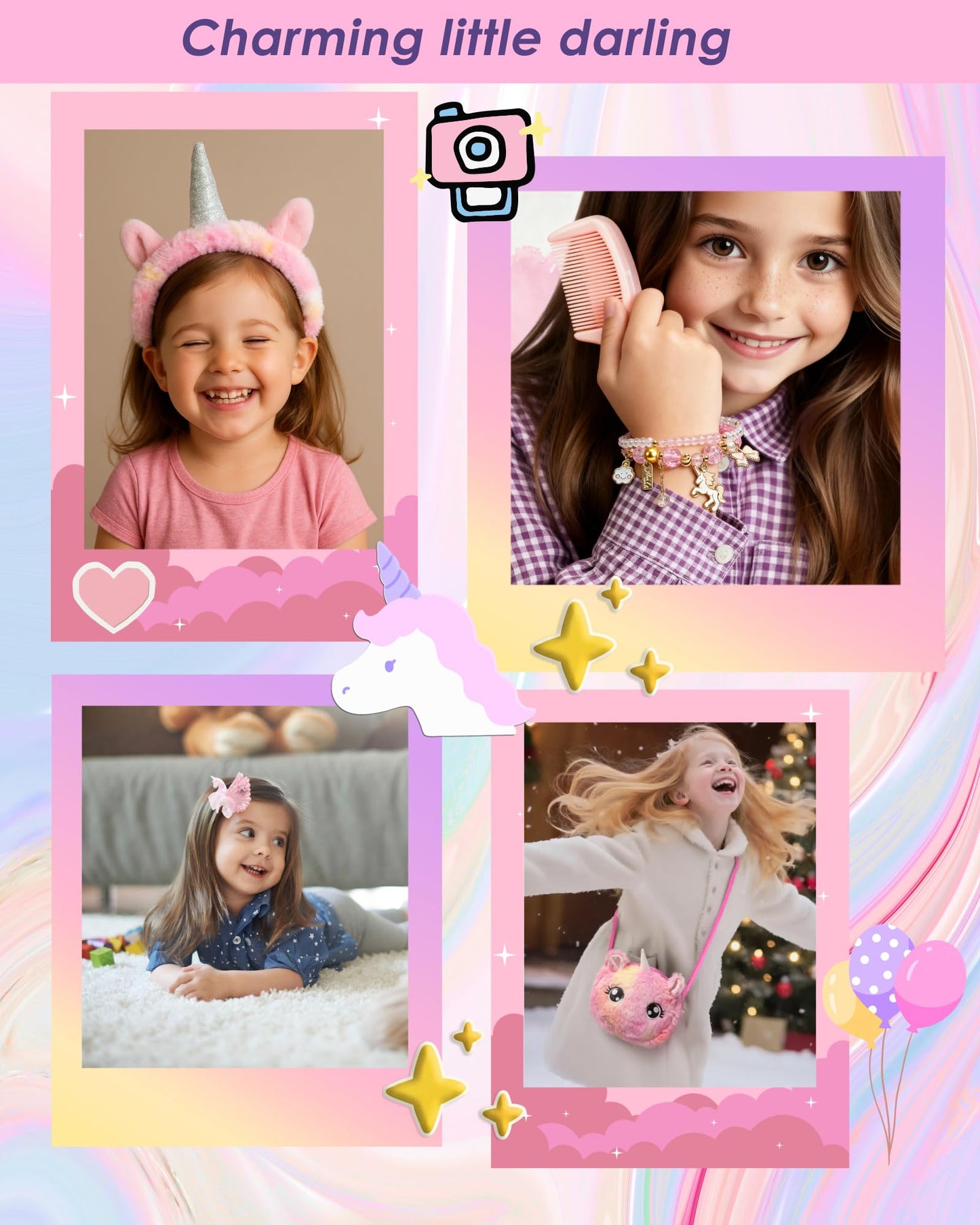 Advent Calendar 2025 for Girls, 24-Day Fantasy Unicorn Christmas Countdown Calendar, Perfect Holiday Gift Suitable for Girls Aged 3-9, Includes Accessories, Stationery