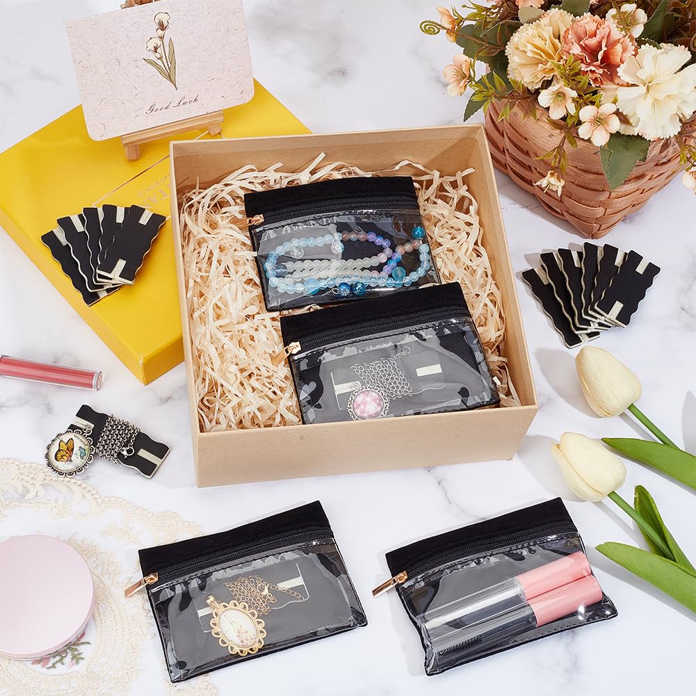 OLYCRAFT 10Pcs Black Portable Tangle-Free Necklaces Organizer with 4Pcs Bags Tangle-Free Jewelry Organizer Necklace Card Holder Universal Jewelry Storage Case for Home Travel Chain Necklaces Storage