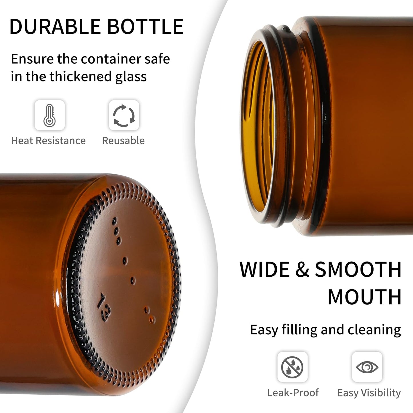 KEYWING 2oz Small Glass Jars with Black Lids, 70 Pack Amber Glass Cosmetic Jars, Round Empty Sample Container with Inner Liners for Lotions, Cream, Powders and Ointments
