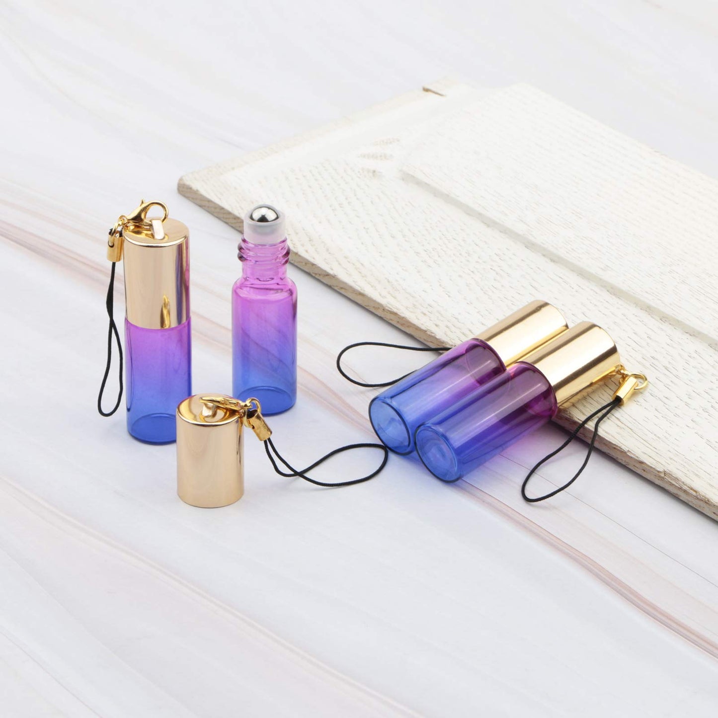 Kesell 15pcs 5ml Glass Roller Bottles Roll on Bottle Stainless Ball Gradient Color for Essential Oils, Aromatherapy Blends, Perfumes