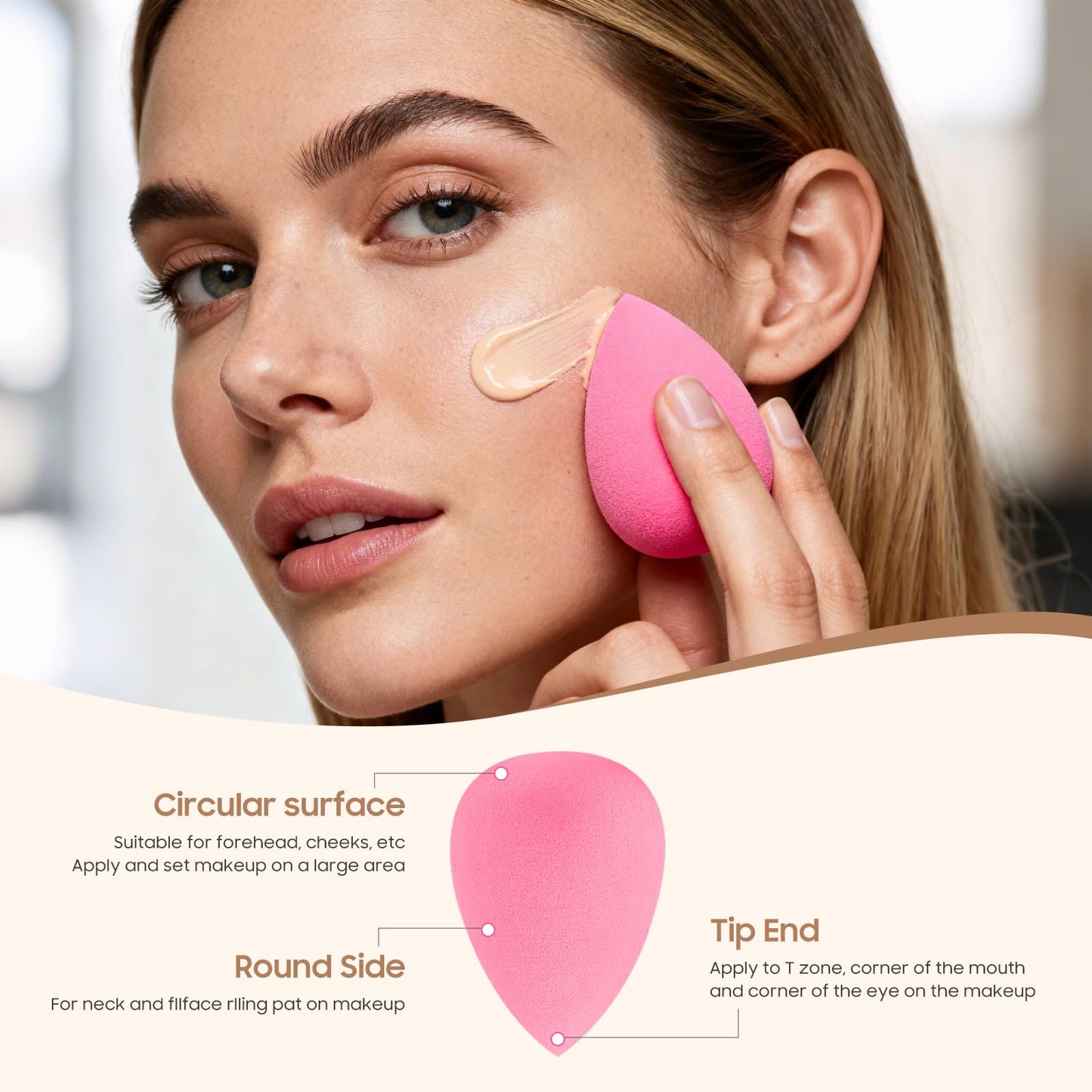 30 Pcs Multicolor Makeup Sponge Set - Latex-Free, Soft & Reusable Beauty Makeup Sponge for Wet/Dry Use Blending Powder Puff for Foundation & Concealer Washable Makeup Sponges