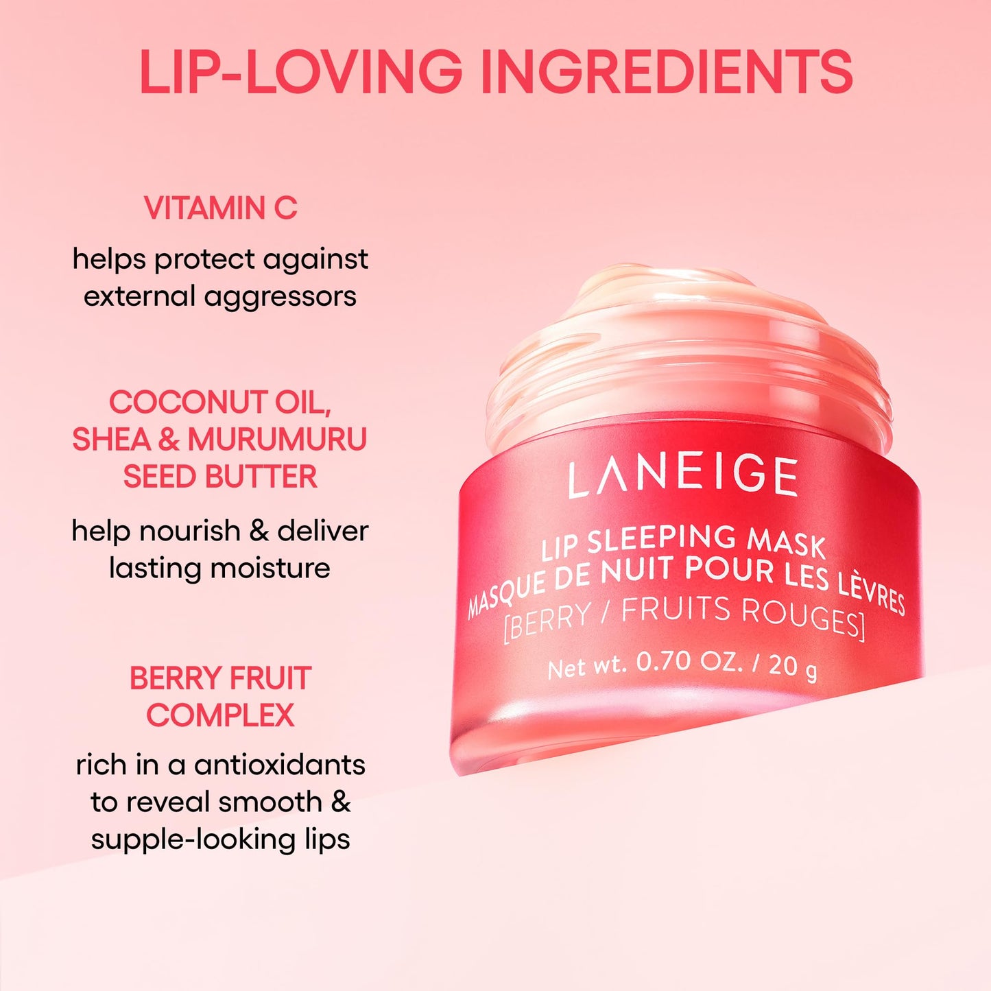 LANEIGE Berry Sweet Lip Trio Set | Lip Sleeping Mask Strawberry Shortcake & Mini Lip Glowy Balms in Berry & Vanilla