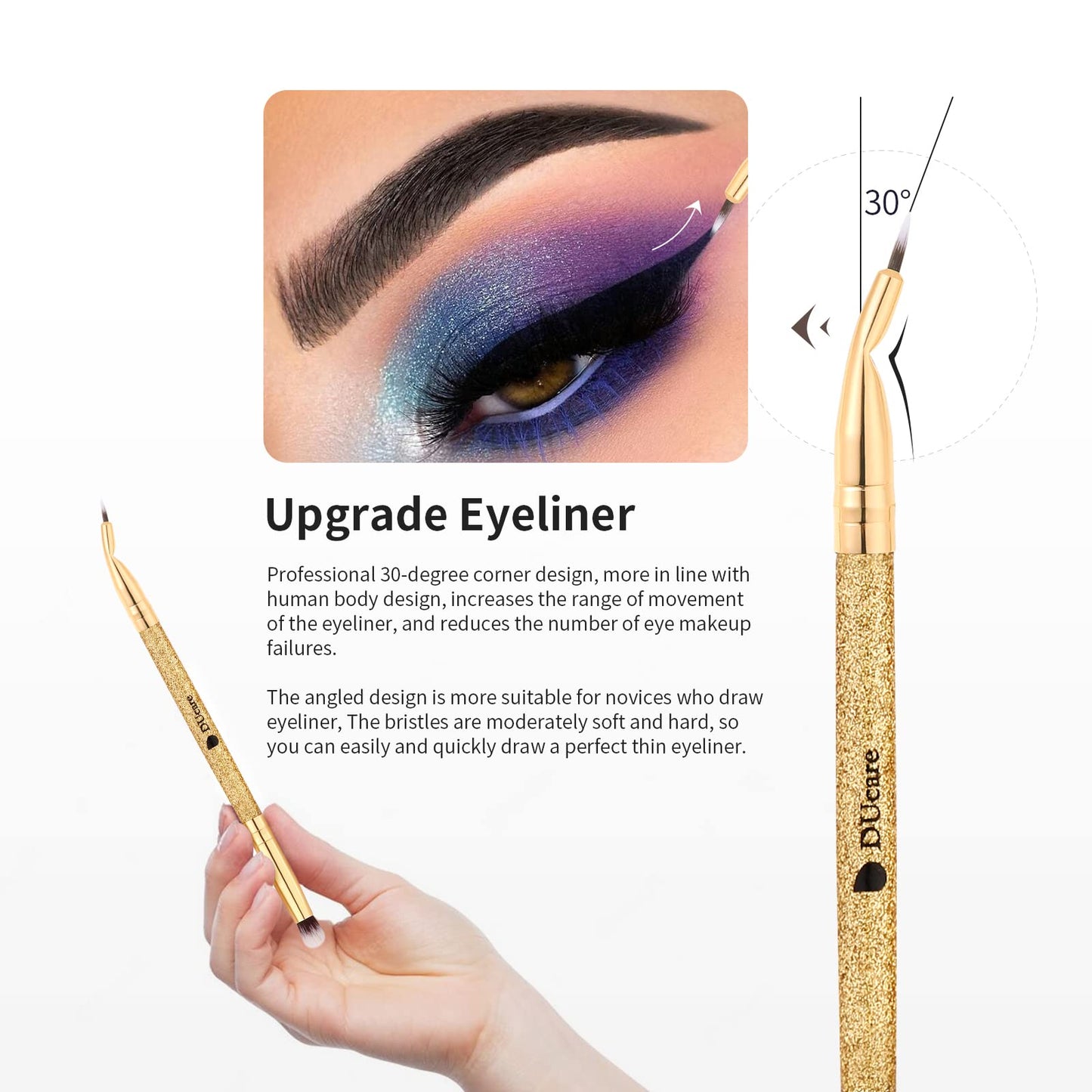 DUcare Eyeshadow Brushes 5pcs Double Sided Eyebrow Brush Makeup Brushes with Soft Synthetic Hairs Double Ended Eyeshadow Brush Set for Eyeshadow, Eyebrow, Eyeliner, Blending