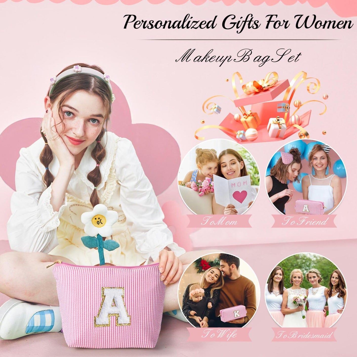 YOOLIFE Makeup Bag for Kids Girls | Birthday Gifts for Girls Cosmetic Bag Case Stuff for Teen Girls Skincare for Girls 8 9 10 11 12 13 14 15 16 Year Old Girl Gifts S