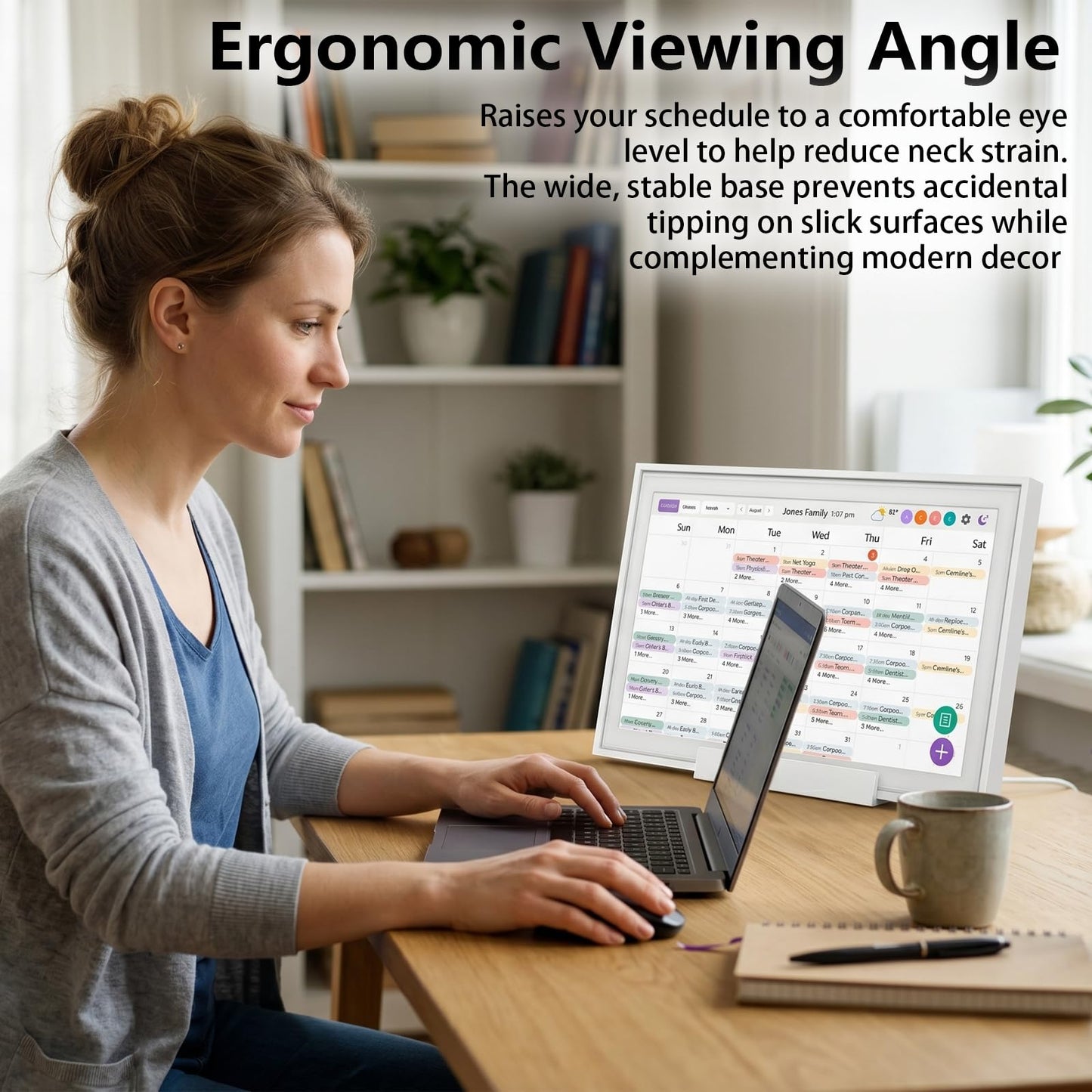 OPOJHFK Stand Compatible with Skylight Calendar Max - 27 And 15 Inch Desktop Mount Holder, Digital Calendar Display Accessory, Tool-Free Base