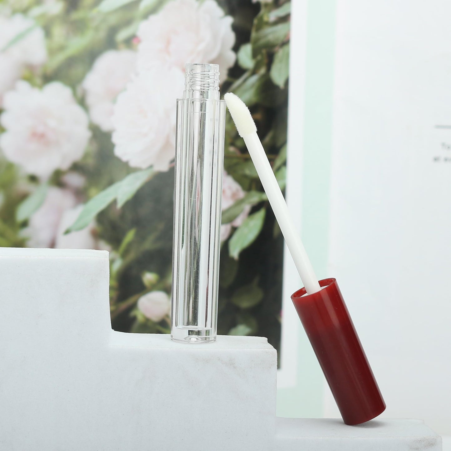 COSIDEA 50pcs Empty Round 1.5ml slim Dark red lip gloss tubes with wand mini small size lipgloss tube containers in bulk