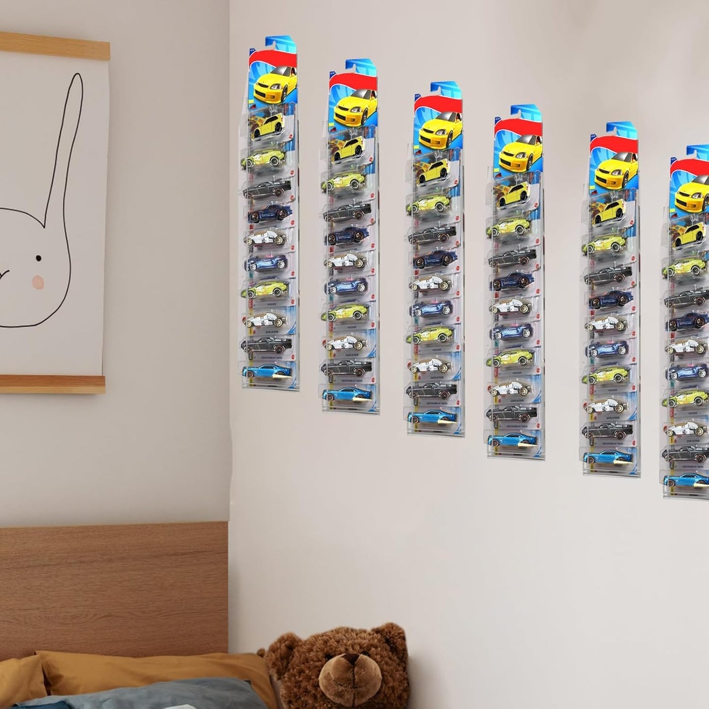 40 Pcs Clear Display Case for Packaged Model Cars,Model Car Display Cases Wall Mount-Holds up to 120 Cars,Toy Car Storage Organizer Compatible with Hot Wheels,Clear Model Car Display Case,16.7 x 4.4in