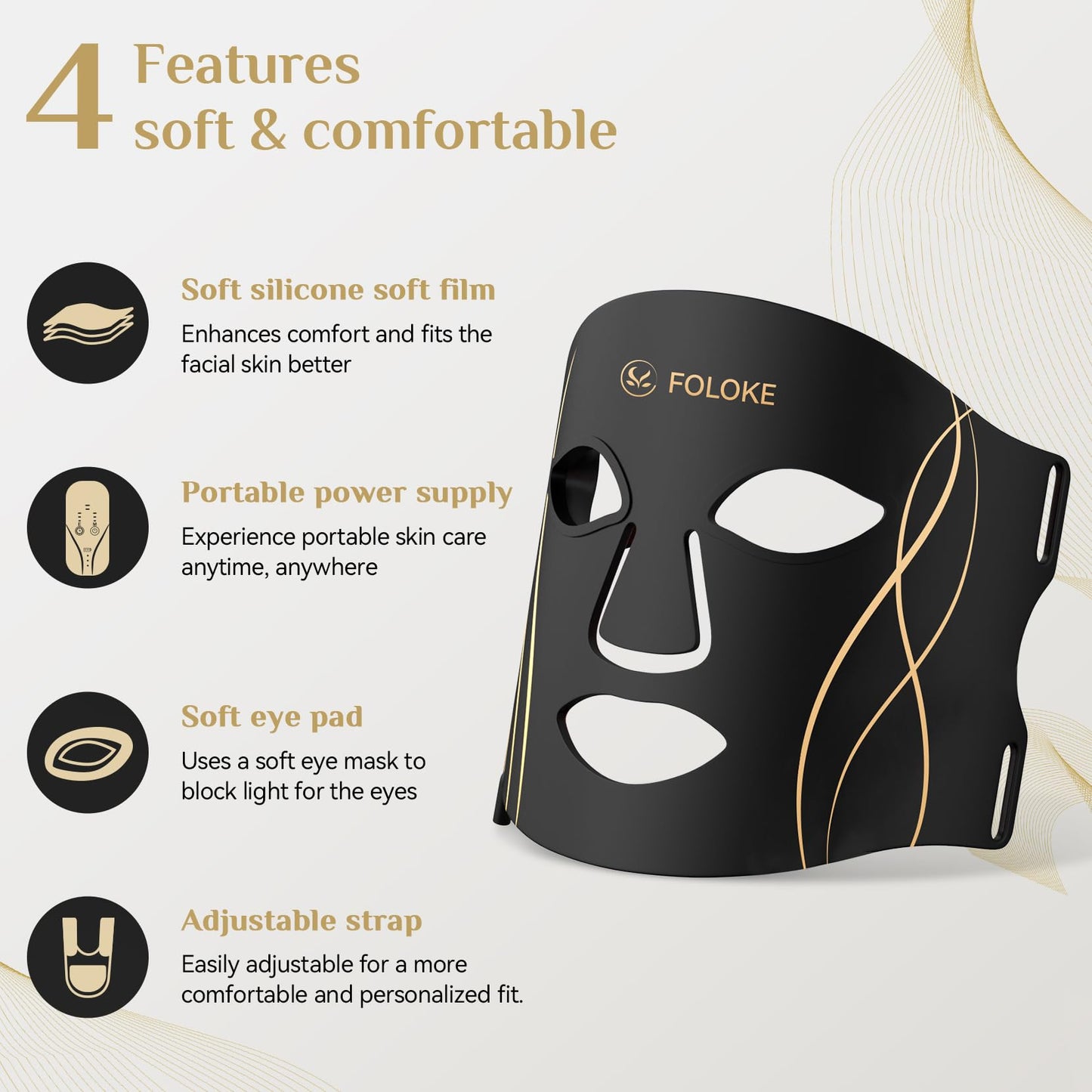 LED Light Therapy Mask Skin Care Mask, LED Red 630±5nm & NIR 830nm Wavelength for Home Use(model: MK66R-B)