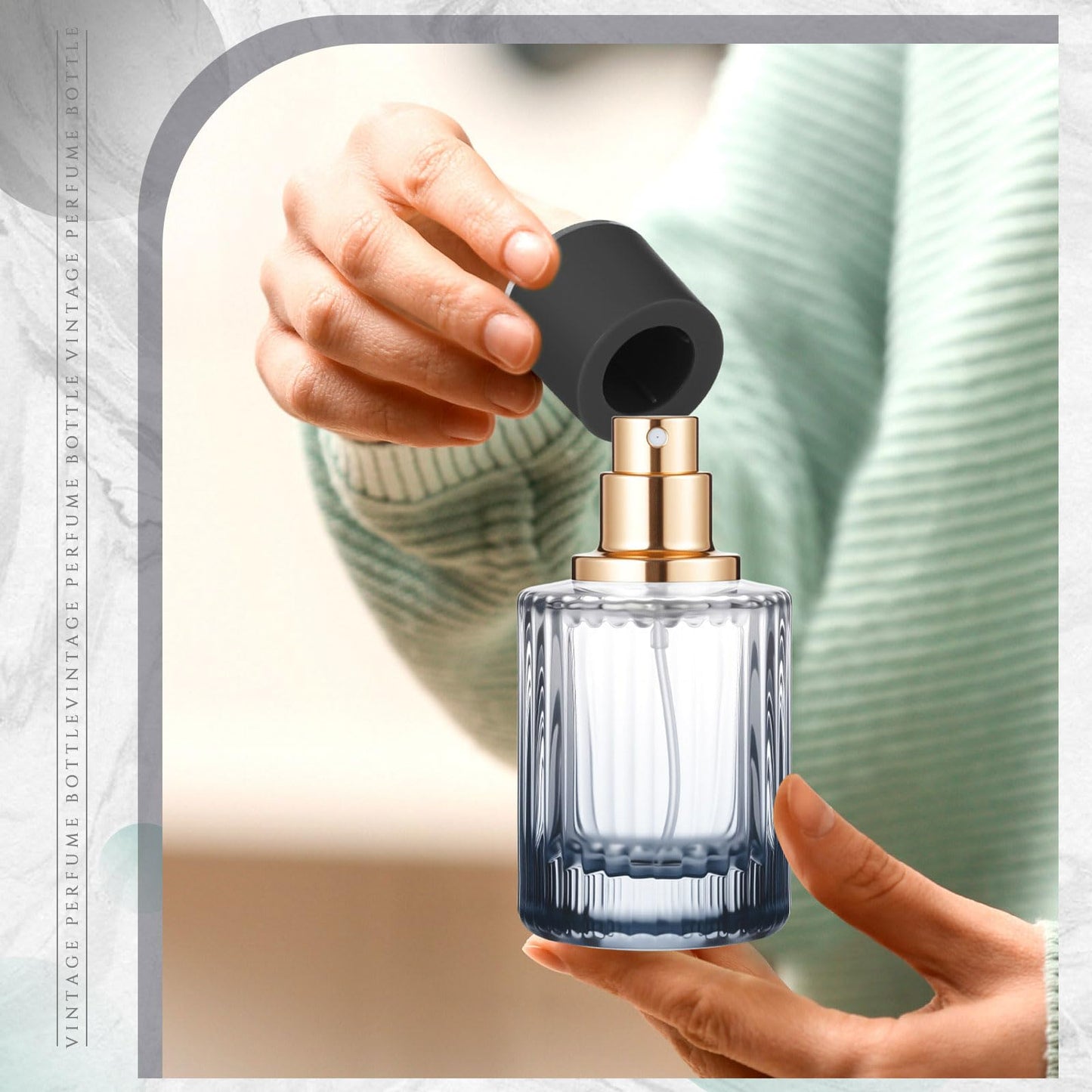 Teenyyou 24 Pcs 30/50/100ml Empty Glass Perfume Bottles Bulk Pack for Perfume Makers Refillable Atomizer Cologne Bottles DIY Vintage Fragrance Packaging Glass Bottling Supplies (Black,50 ml)