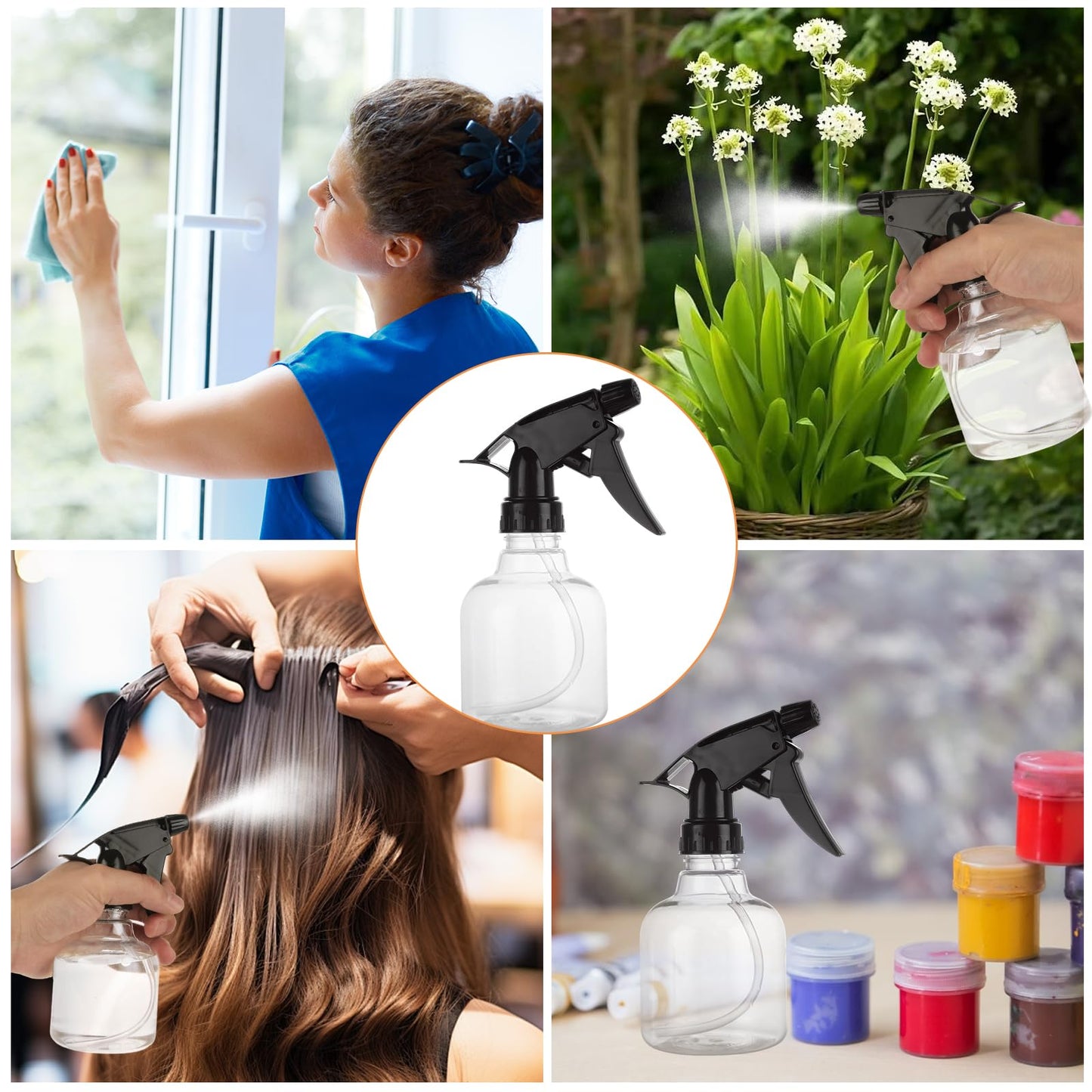 ZUQIAN 20 Pack 8 Oz Plastic Spray Bottle with Black Trigger Sprayers, Empty Refillable Spray Bottles with Adjustable Head Sprayer for Cleaning, Hair, Plant & Kitchen Use