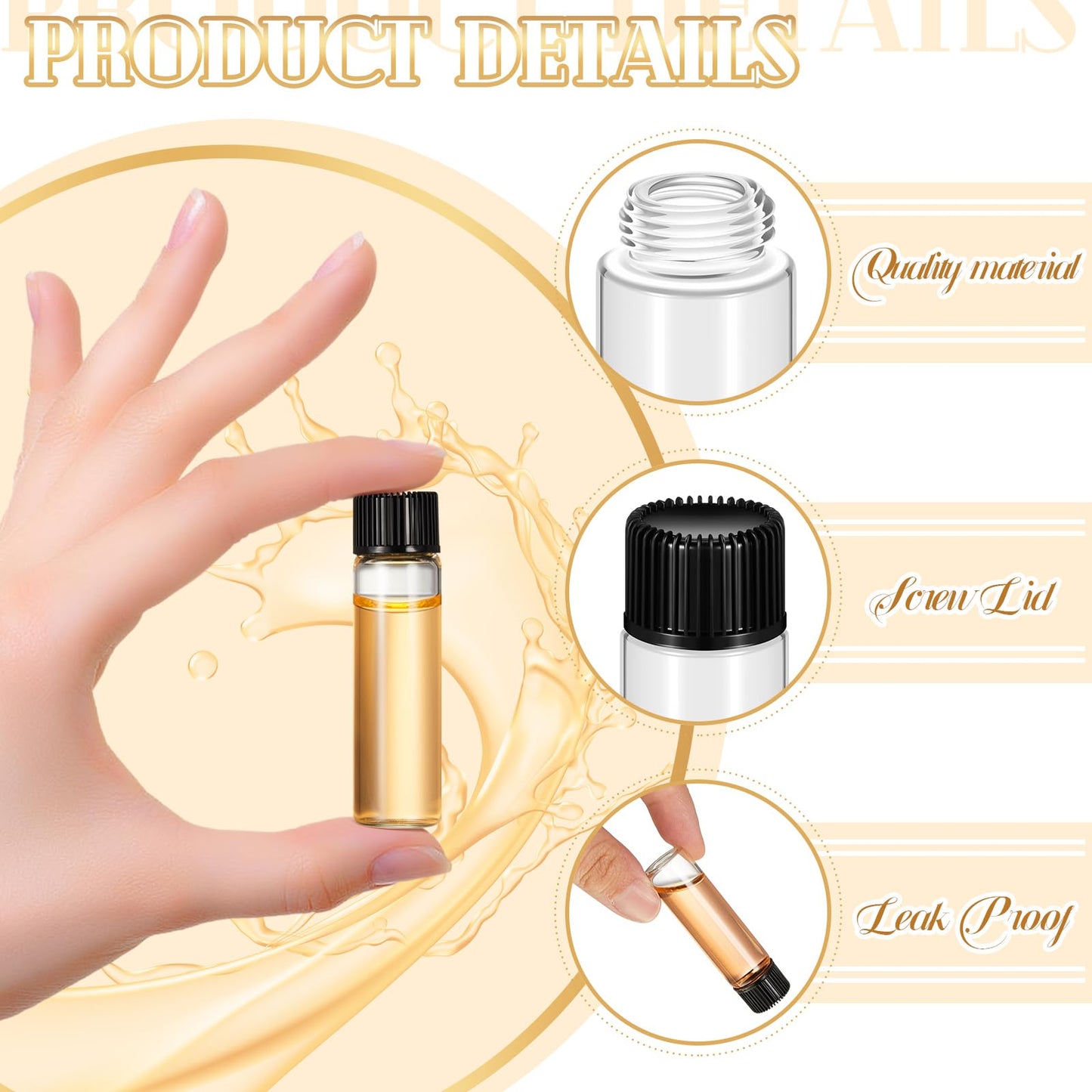 Lallisa 50 Pcs 7 ml Glass Vials with Screw Caps, Leakproof Small Glass Bottles Bulk, Mini Sample Vials with Plastic Stopper for Essential Oils, Sample, DIY Craft (Clear with Black Cap)