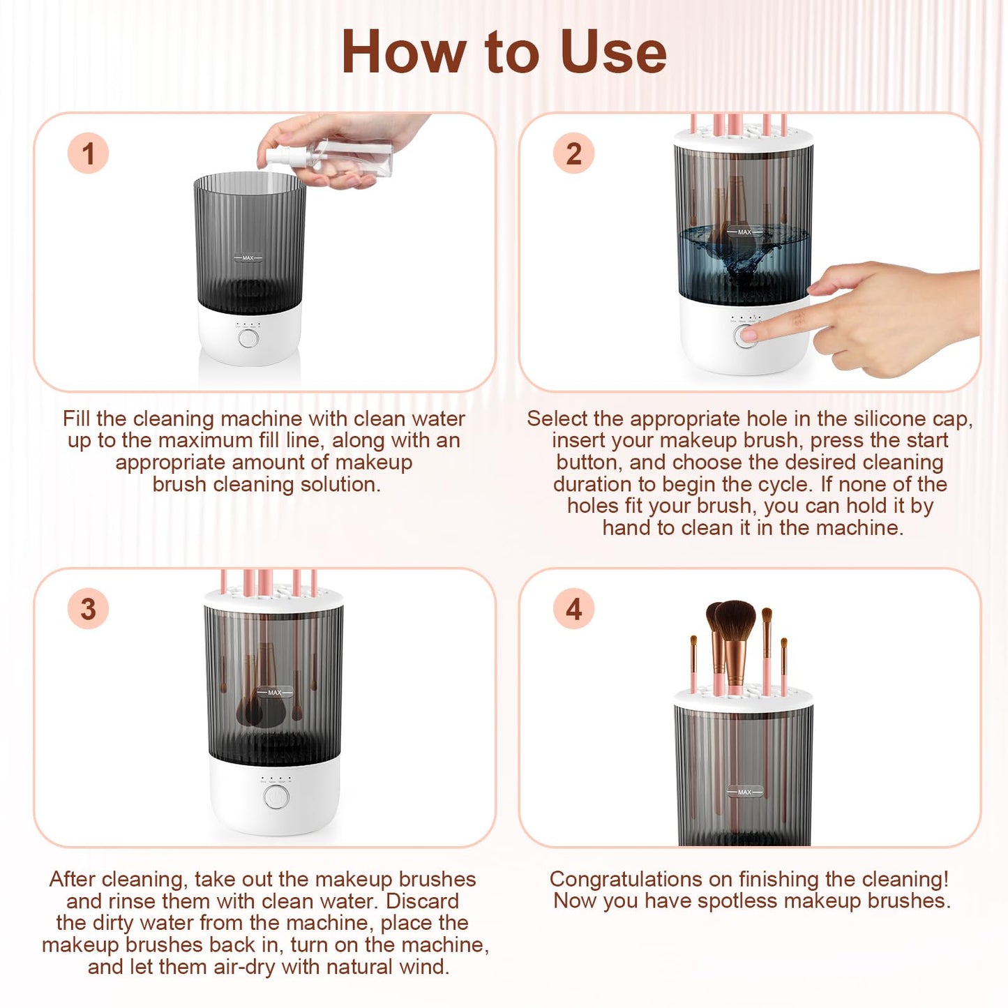 Electric Makeup Brush Cleaner, 6500RPM Automatic Makeup Brush Cleaner Machine, Portable Design with 1800mAh Rechargeable Battery for Makeup Brushes, Perfect Gift for Makeup Lovers