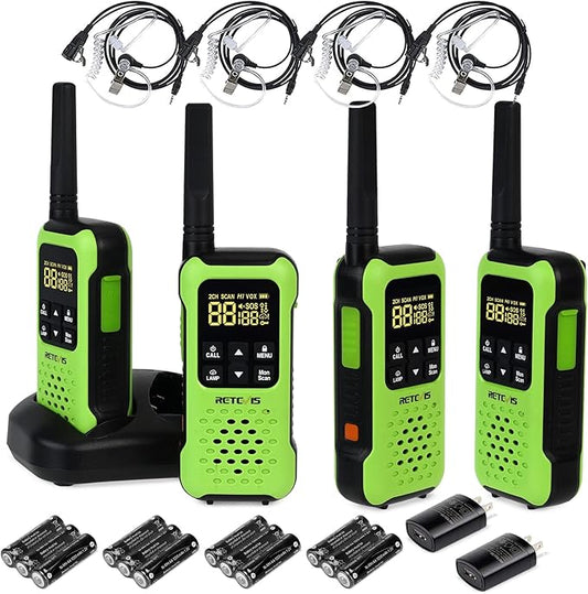 Retevis RT49P Waterproof Walkie Talkies, IP67 Portable FRS Two-Way Radios, Waterproof Floating Walkie Talkies for Adults, NOAA, Flashlight SOS, for Kayaking, Fishing, Hunting 4 Pcs