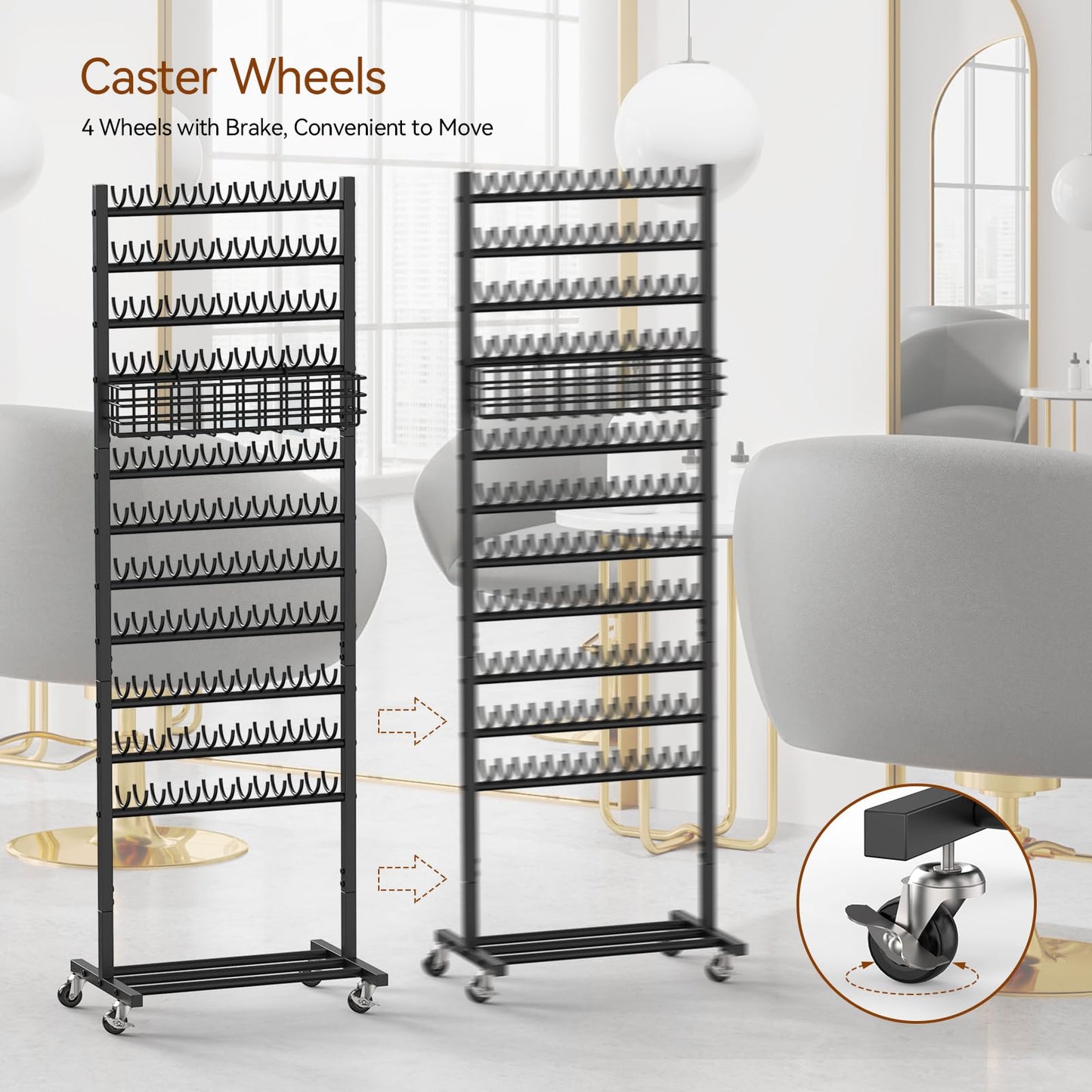 Braiding Rack 286 Pegs Braiding Hair Rack with Wheels 2-Sided Hair Braiding Stand for Braiders Hair Separator for Braiding Standing Extension Holder Hanger for Salon Home