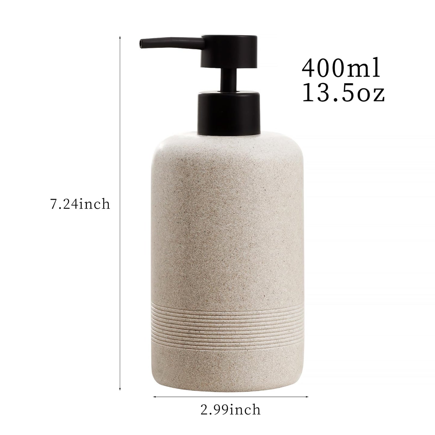 Haocoott Soap Dispensers 400ML 13OZ, 2 PCS Hand Dish Lotion Shampoo Lotion Soap Dispenser Jar, Resin Premium Thick Soap Pump Bottles for Kitchen Bathroom Countertop (Beige)
