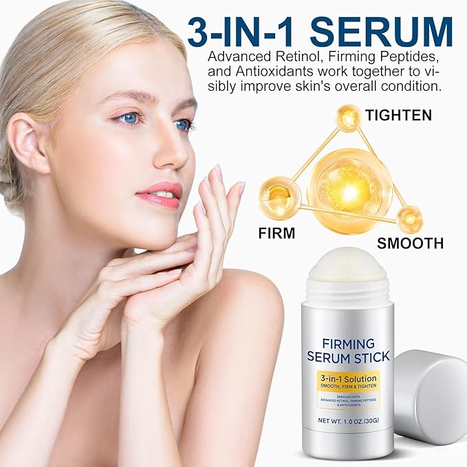 Advanced Retinol Firming Serum Stick,3 in 1 Retinol Stick Tighten and Firm Face & Neck, Smoothes Fine Lines and Wrinkles, Reduces Wrinkles, Deep Moisturizing Skin