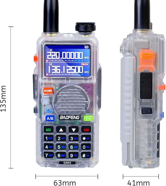 BAOFENG 5RM 10W NOAA Emergency 2500mAh Battery 999CH Ham Radio High Power Long Range Walkie Talkies Handheld Survival Gear Hunting Camping (1pack) (Clear)