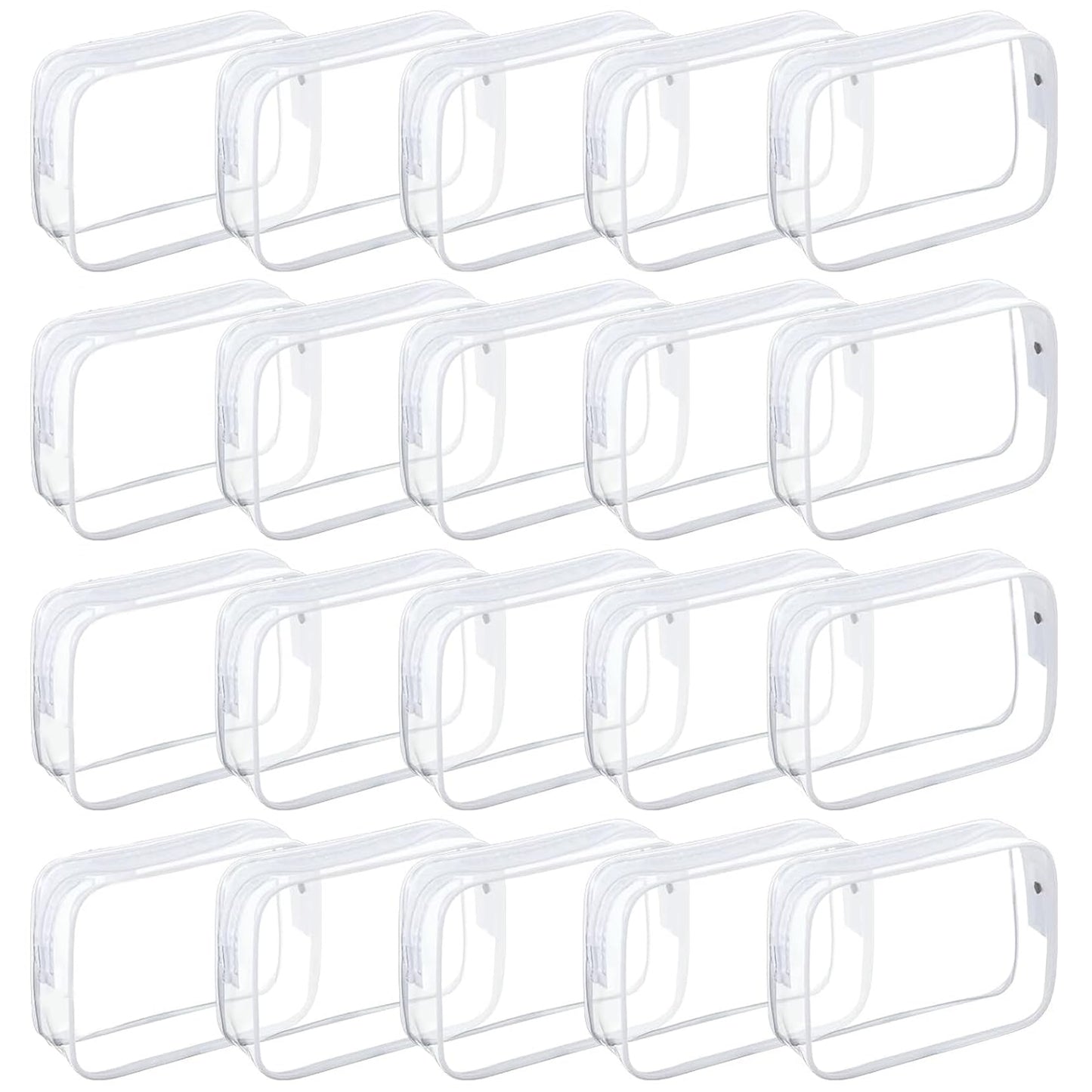 Tergy 20 Packs Clear Cosmetics Bags for Women Men Waterproof Toiletry Bags PVC Makeup Bags Organizer Case with Zipper for Travel Bathroom (White)