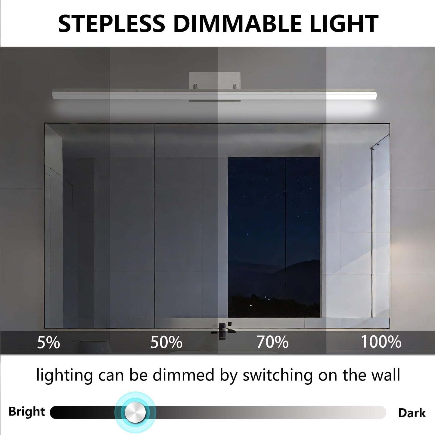 GOTEFULL 48 inch LED Modern Bathroom Vanity Lighting Fixtures Over Mirror, Brushed Nickel Adjustable Makeup Vanity Light Bar Dimmable 46W 5000K Cool White