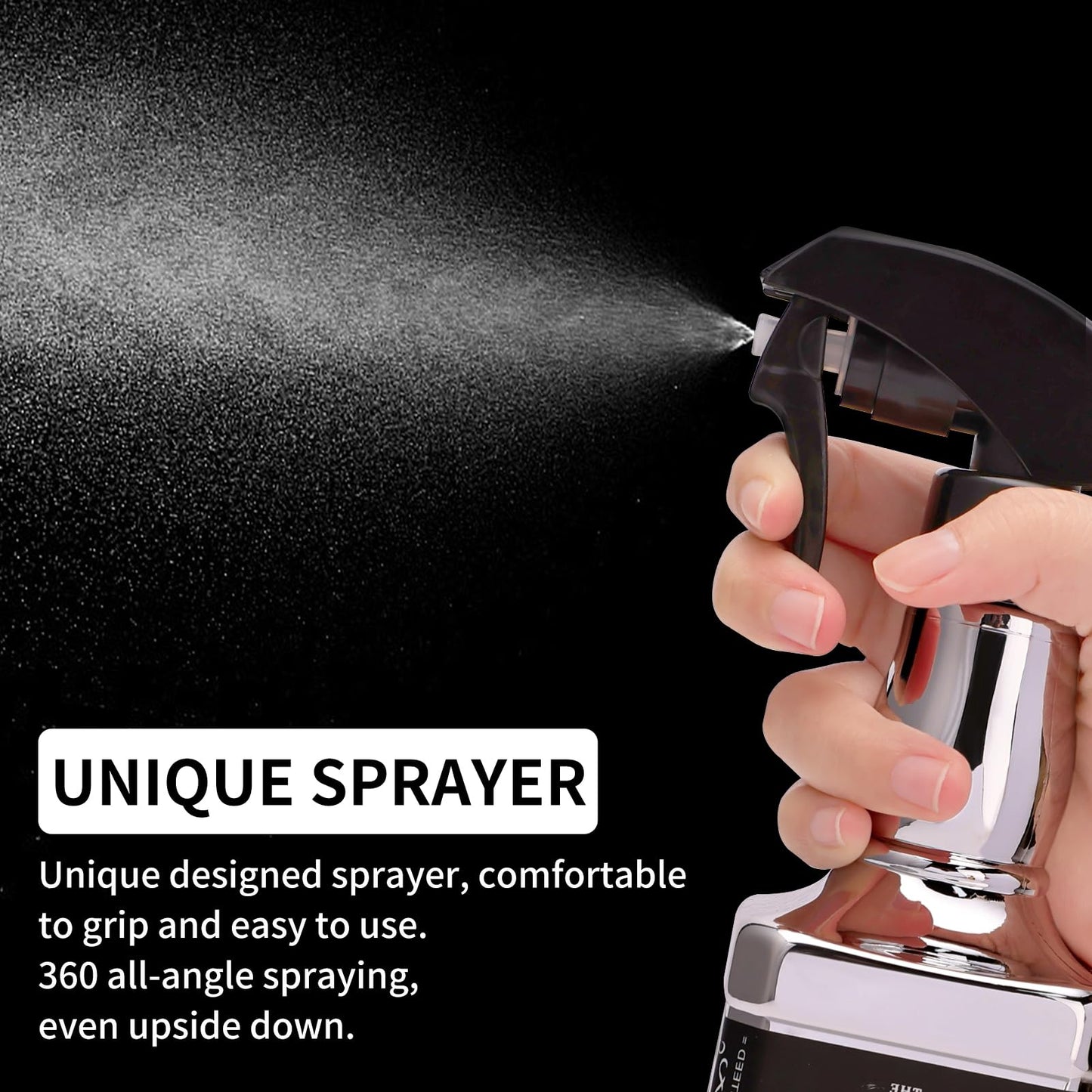 ZIBARBER Water Sprayer 500ml/16.9oz Hair Spray Bottle Hairdressing Barber Spray Bottle Whisky Squirt Bottle Mist Salon Hair Tools Home Gardening(Silvery)