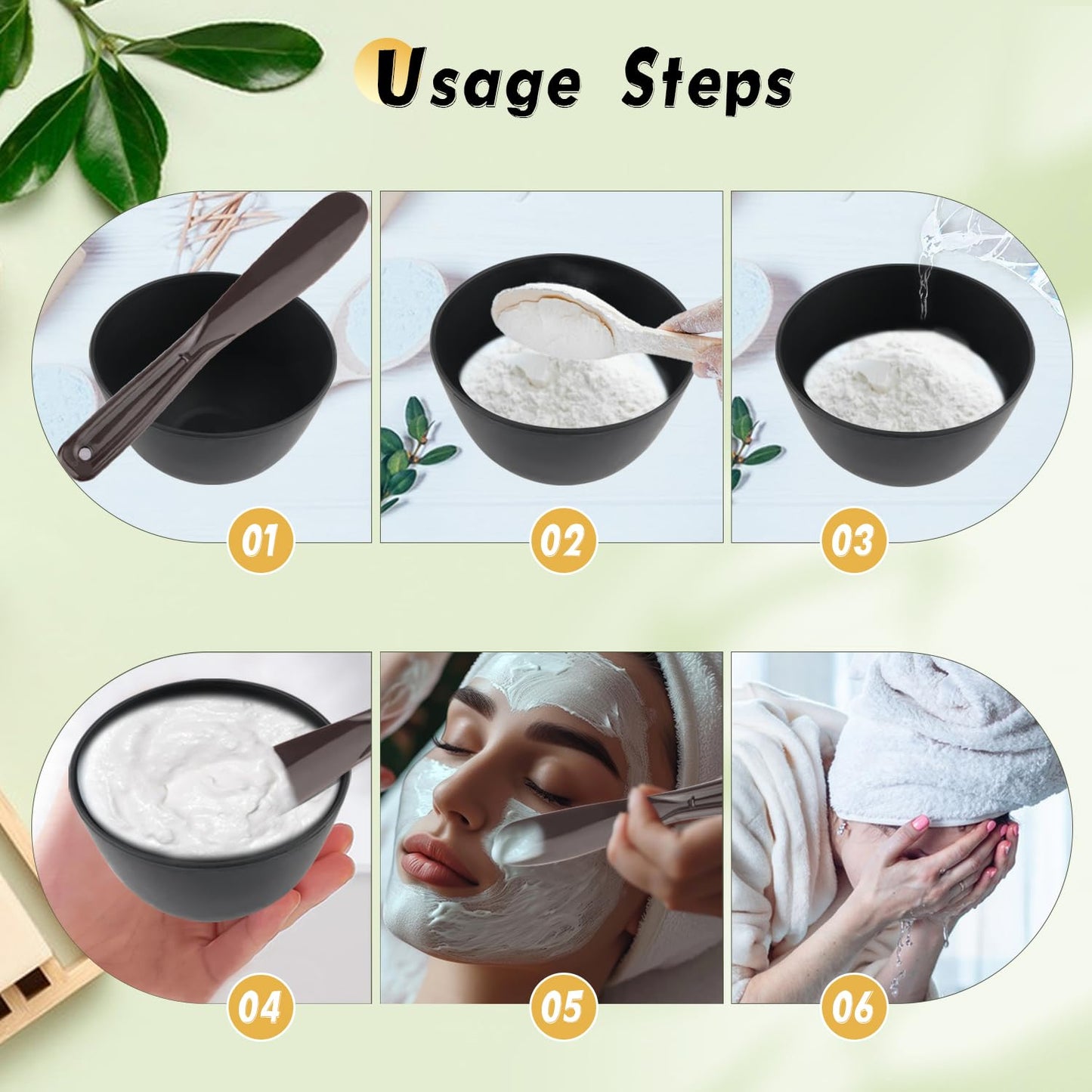 BOSMIOW 8Pcs Black Facial Mask Mixing Bowl with 8Pcs Spatulas,Silicone Mud Mask DIY Containers,Skincare Products Makeup Kit,Cosmetic Beauty Tool for Home Use,Salon,SPA,Microwavable