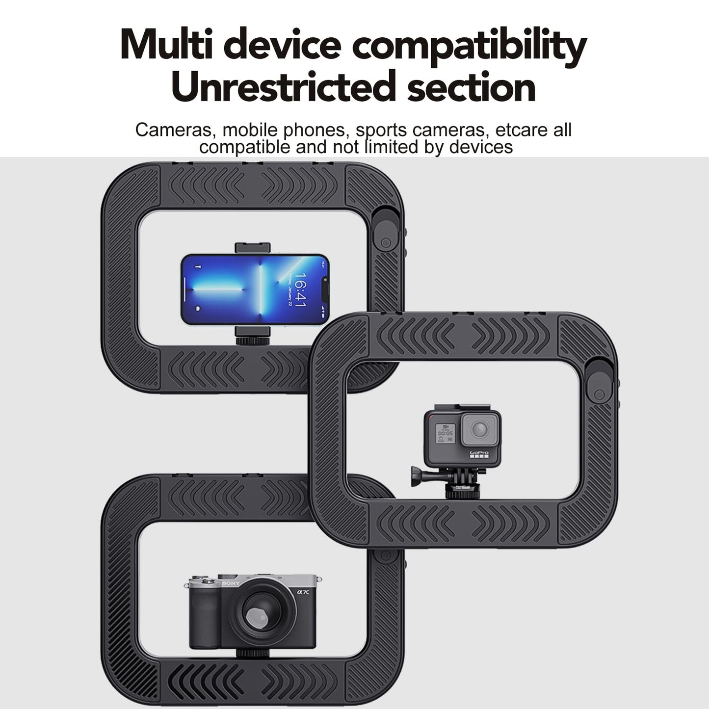 Smartphone Ring Selfie Light Kit Handheld LED Mobile Video Stabilizer Fill Lighting Rig Lights Built-in 8000mAh Battery Rechargeable for Phone Camera, YouTube, TIK tok Video Recording, Make up