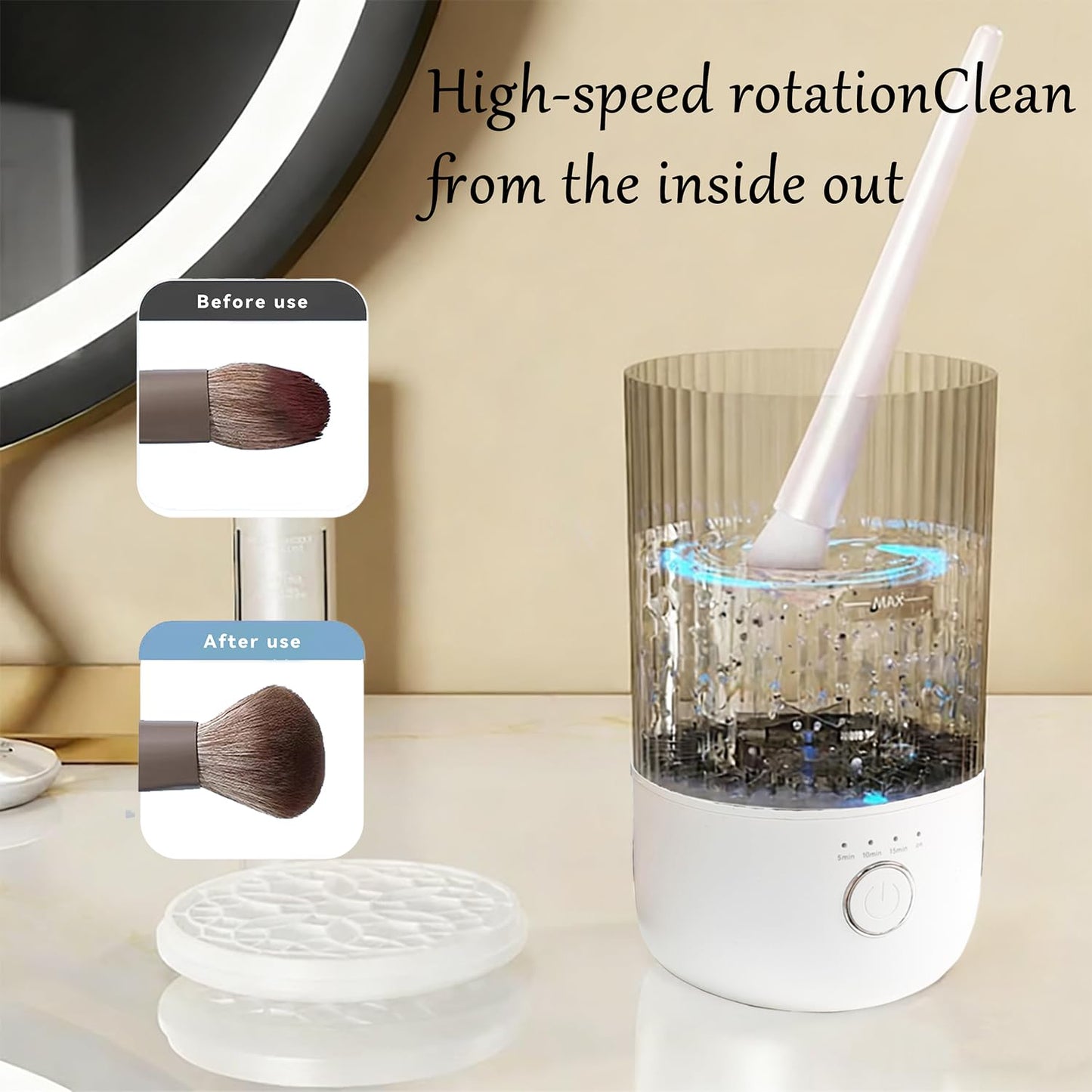 Luslife Electric Makeup Brush Cleaning Machine, Multi Functional Integrated Makeup Brushes Cleaner, One Click Start, Suitable for Various Makeup Brushes & Tools